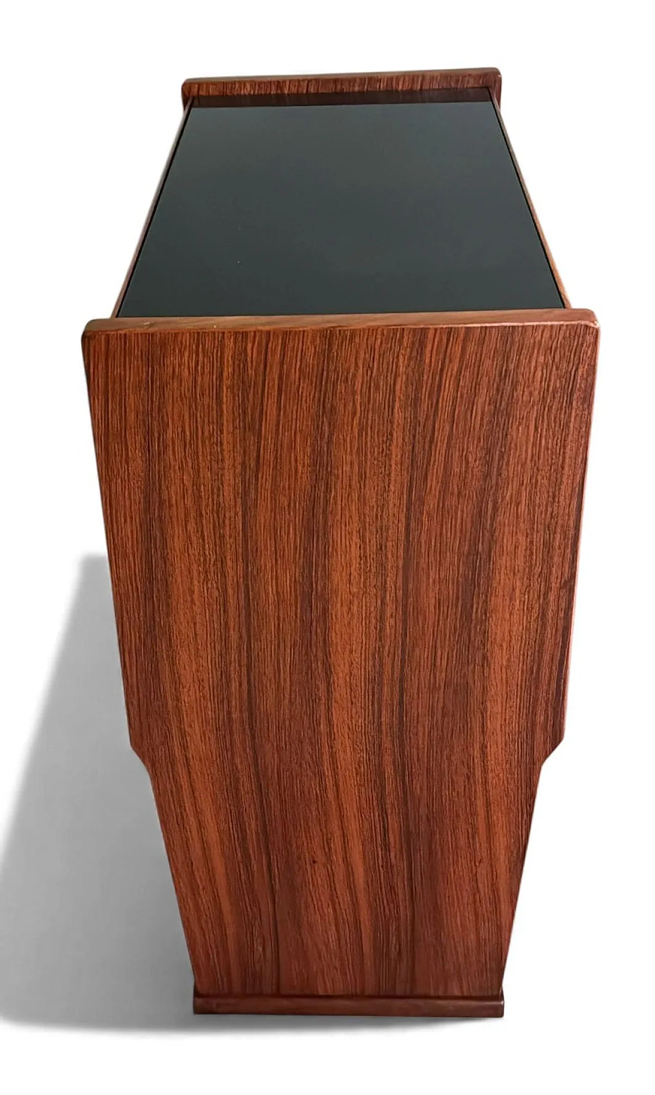 Mid-Century Modern console in walnut with glass top, 1970s 8