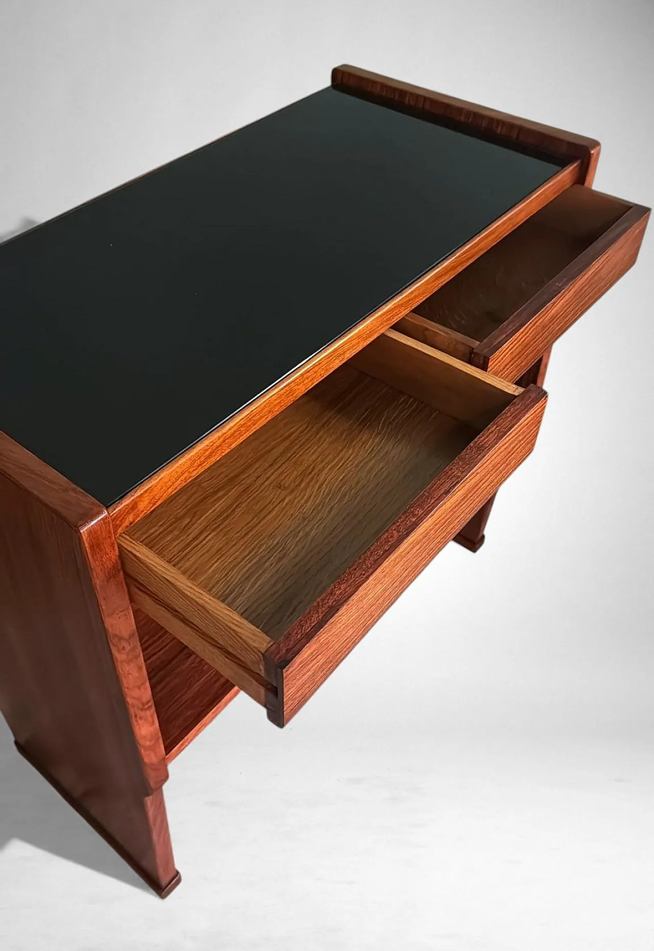 Mid-Century Modern console in walnut with glass top, 1970s 11