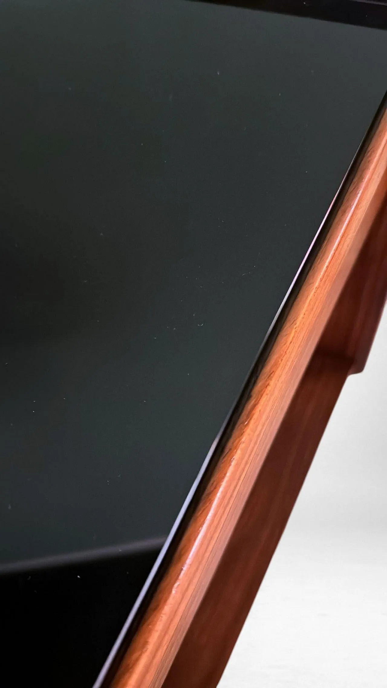 Mid-Century Modern console in walnut with glass top, 1970s 13