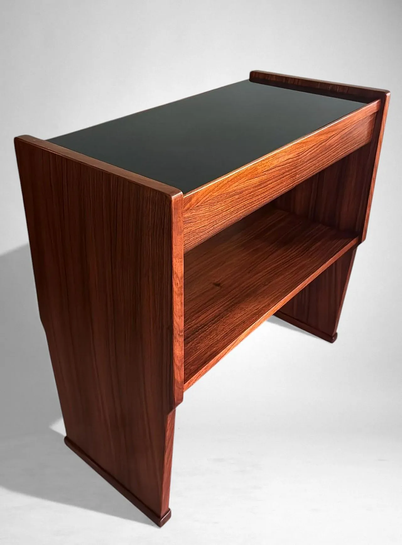 Mid-Century Modern console in walnut with glass top, 1970s 16