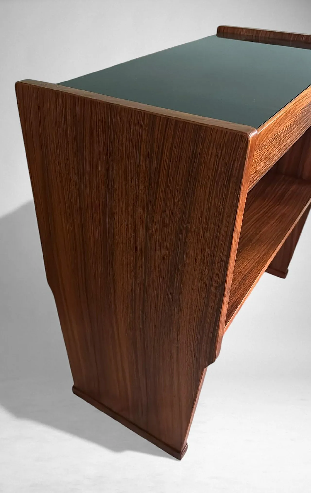 Mid-Century Modern console in walnut with glass top, 1970s 17