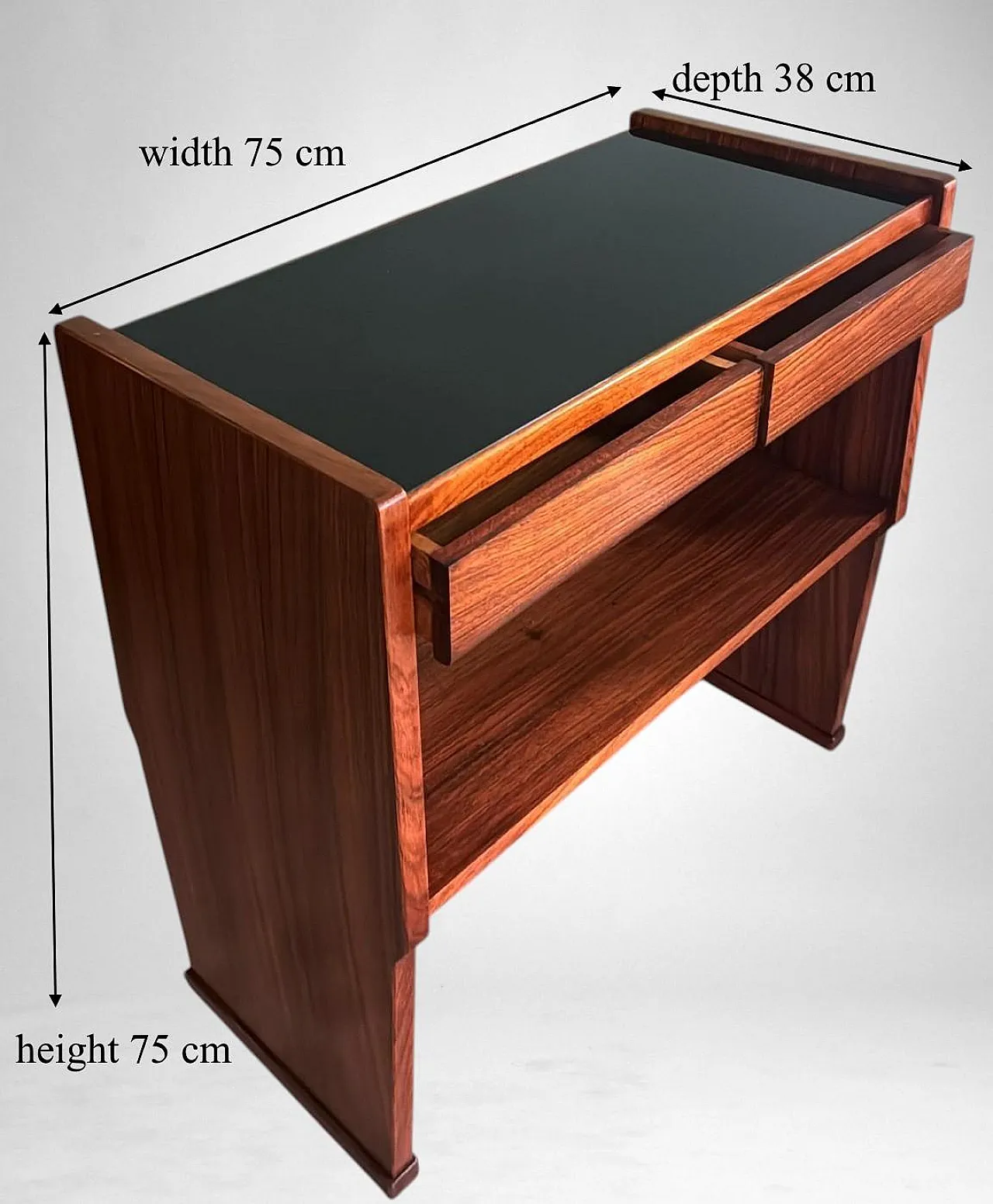 Mid-Century Modern console in walnut with glass top, 1970s 18