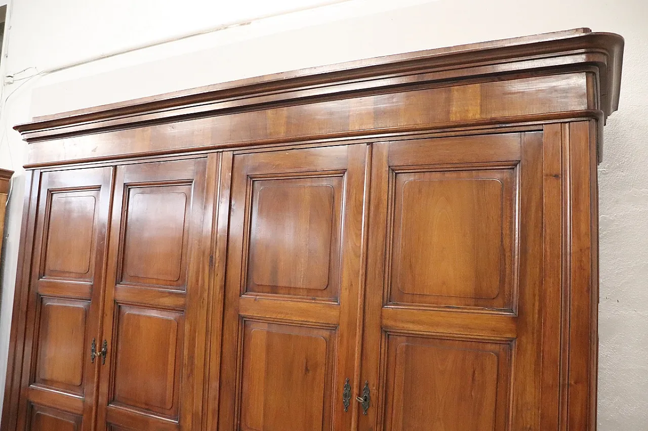 Antique four-door walnut wardrobe, 19th century 5