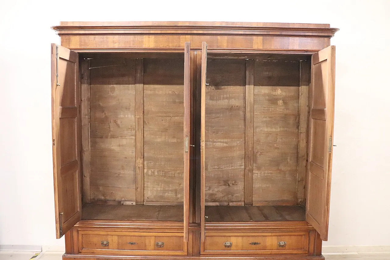 Antique four-door walnut wardrobe, 19th century 6