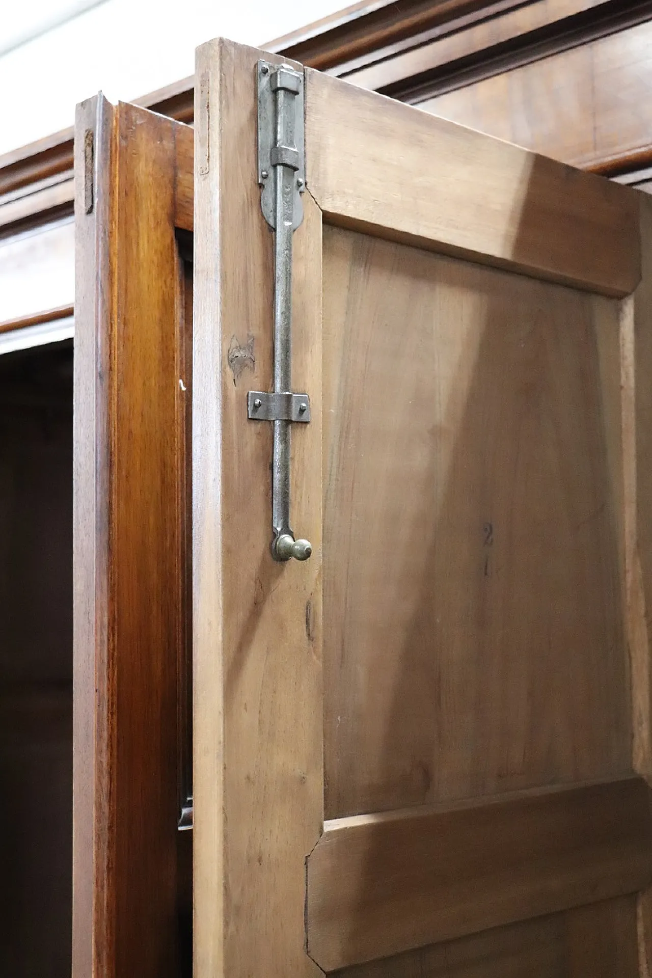 Antique four-door walnut wardrobe, 19th century 8