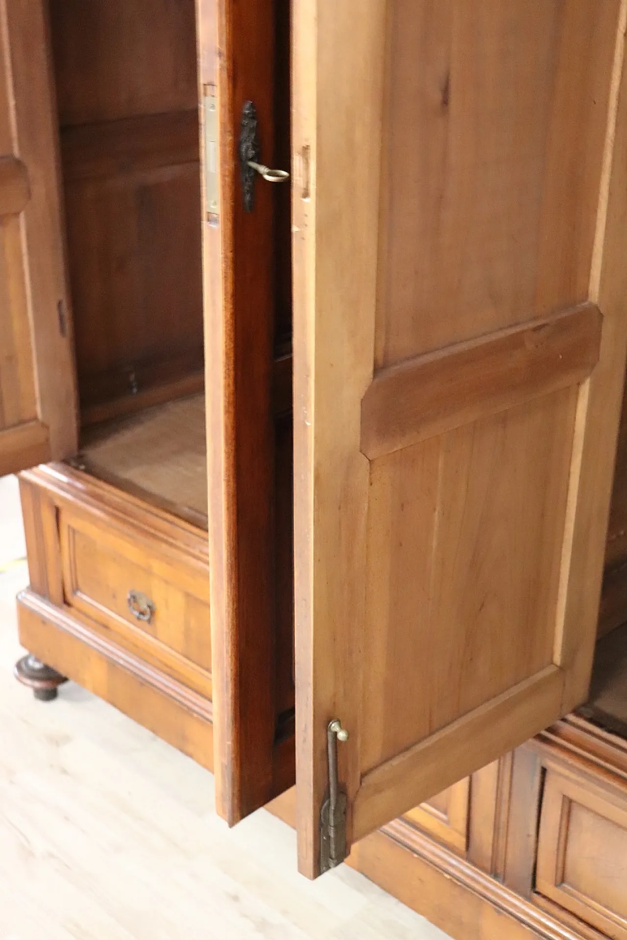 Antique four-door walnut wardrobe, 19th century 9