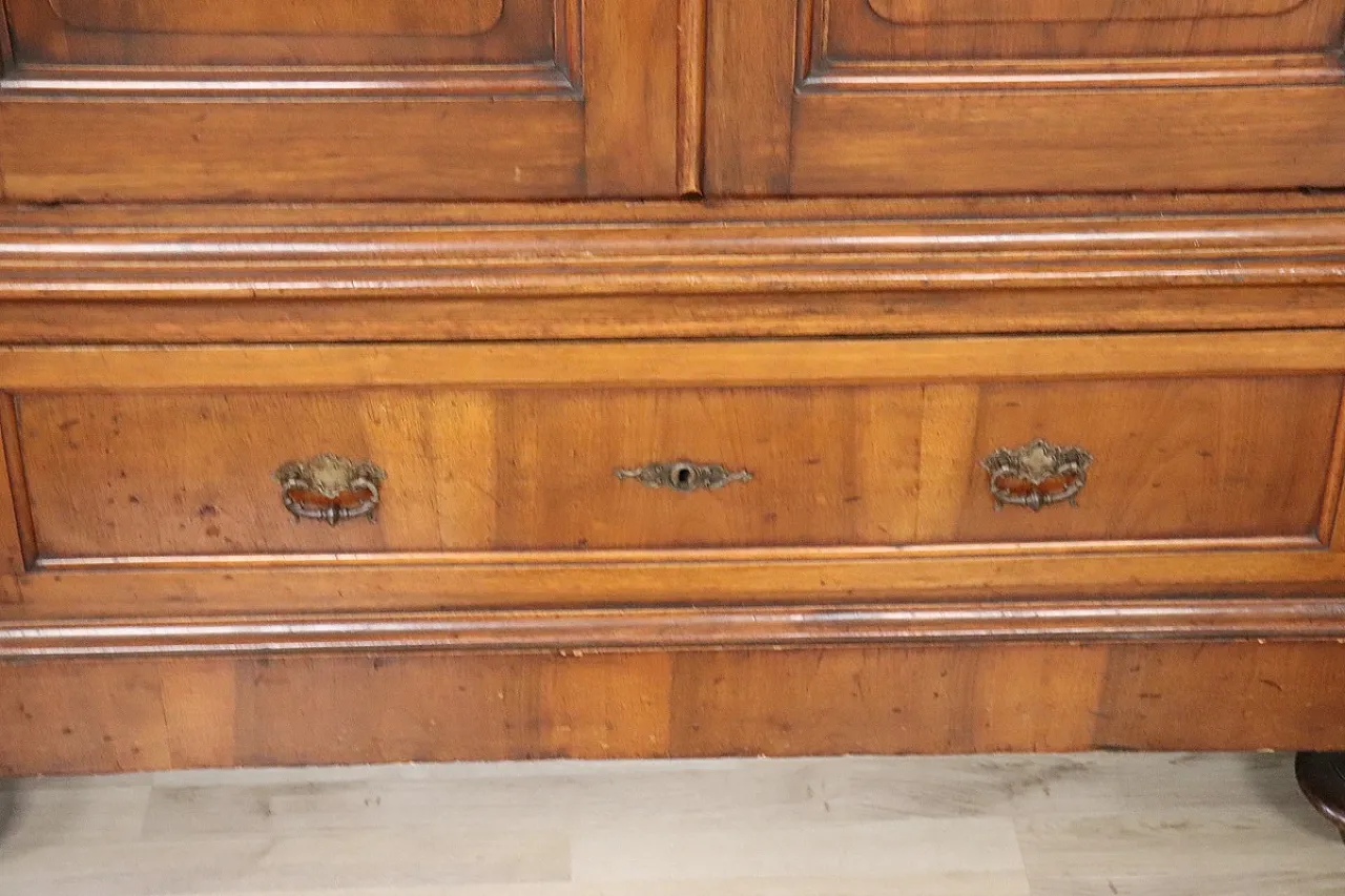 Antique four-door walnut wardrobe, 19th century 13