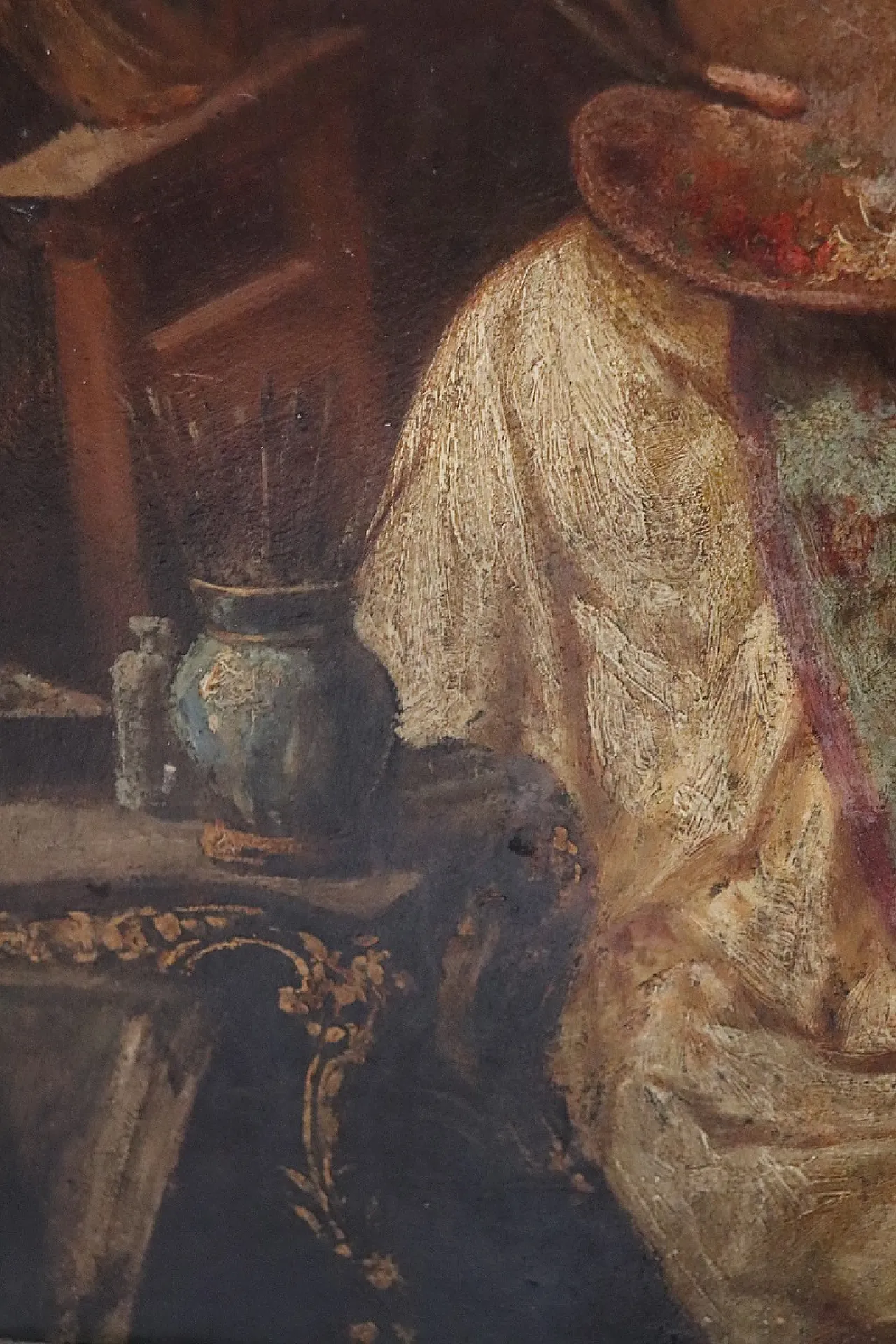 Olio su cartone, Giovane pittrice con cardinale, '800 8