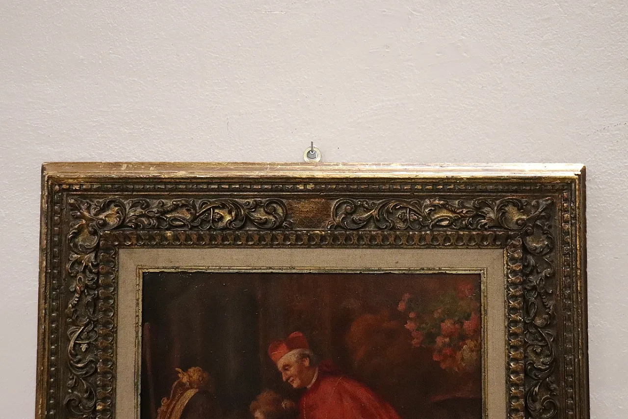 Olio su cartone, Giovane pittrice con cardinale, '800 12