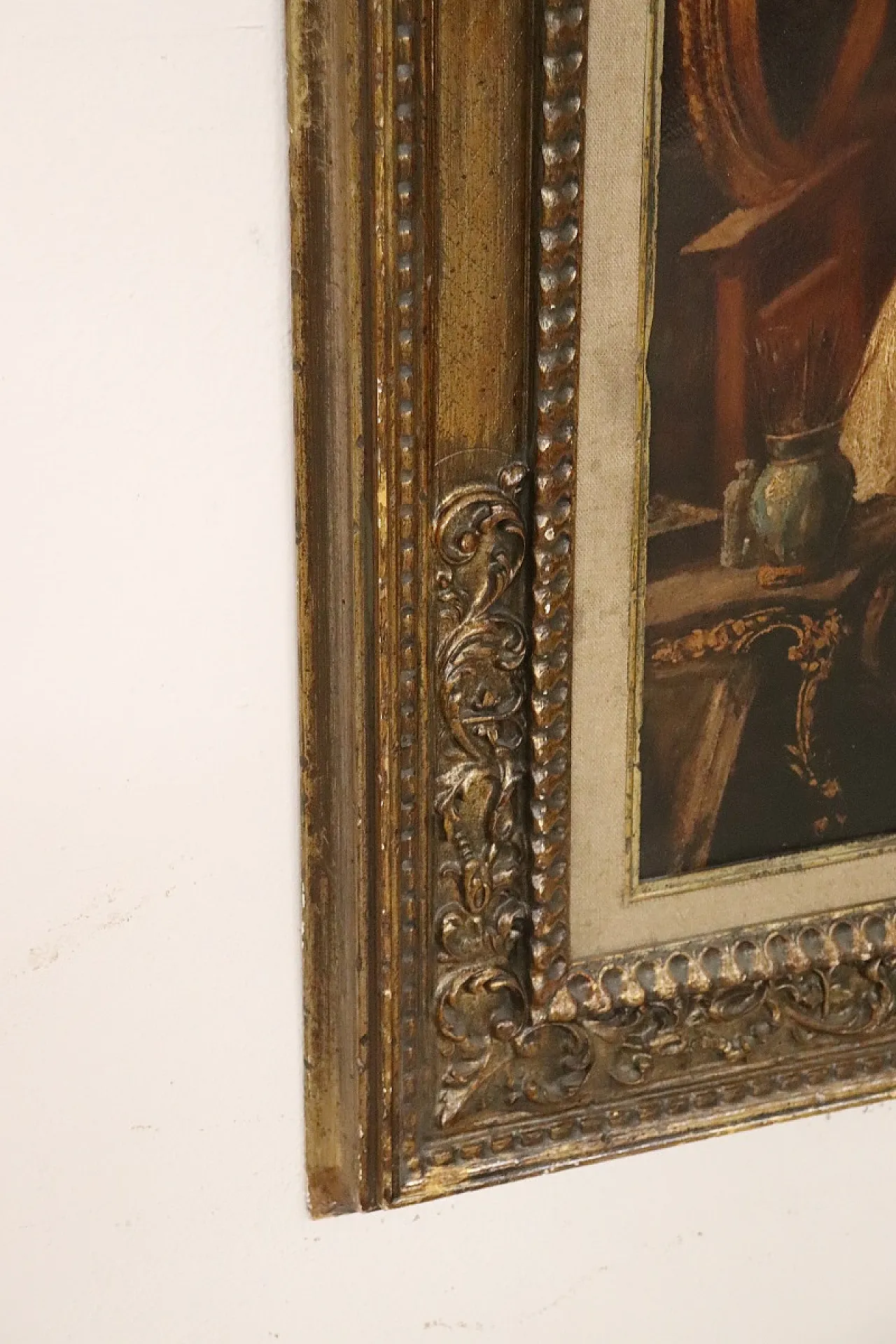 Olio su cartone, Giovane pittrice con cardinale, '800 13