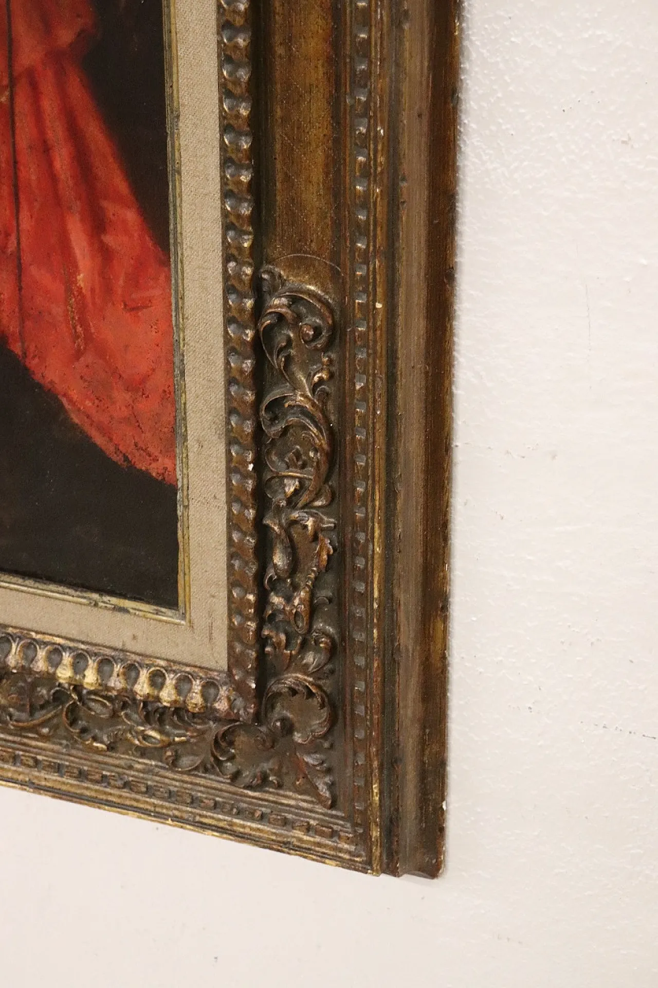 Olio su cartone, Giovane pittrice con cardinale, '800 14