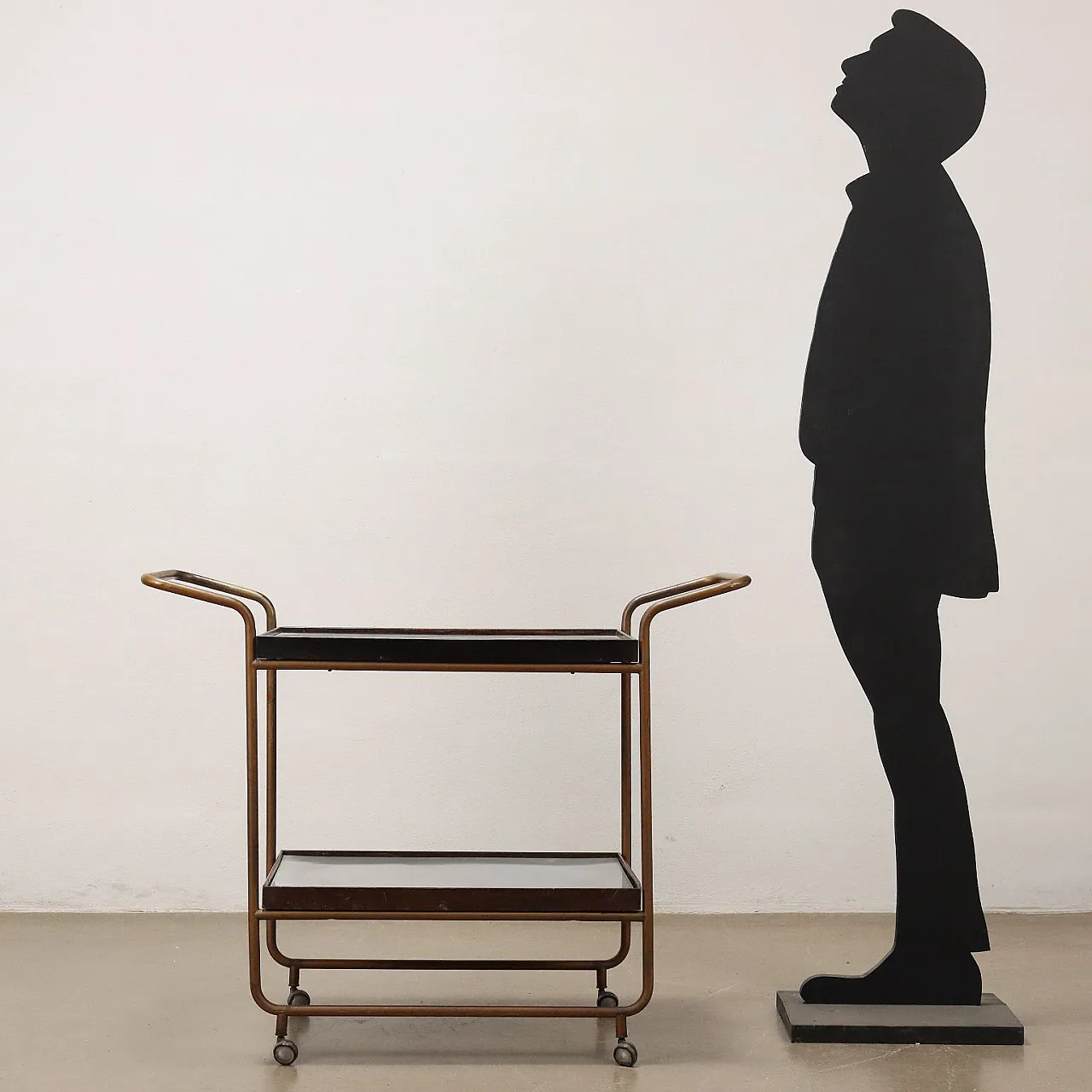 Bar cart with double shelf in formica and metal, 1960s 2