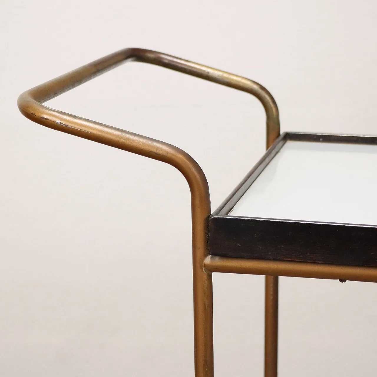 Bar cart with double shelf in formica and metal, 1960s 3