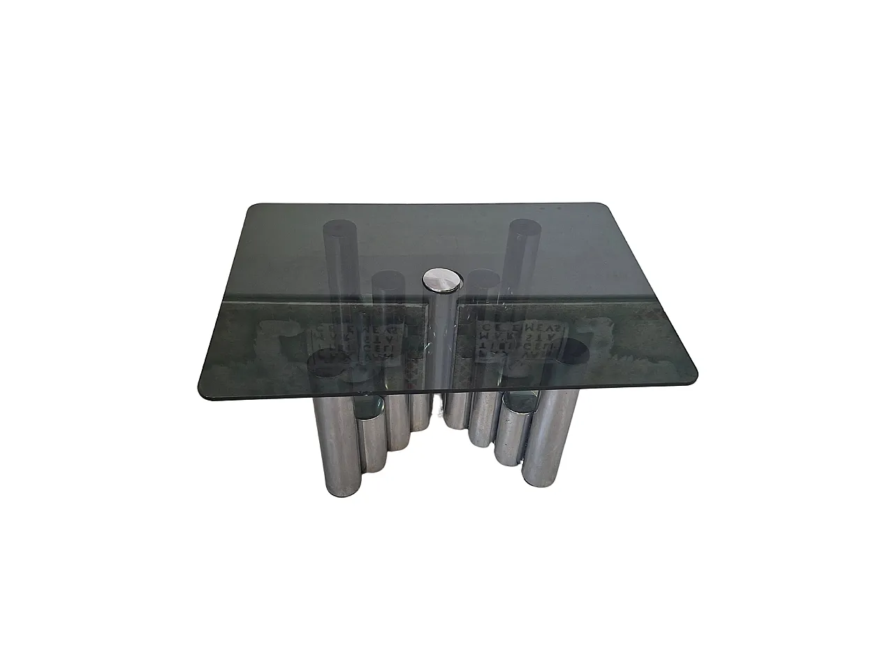 Tavolino di Marco Zanuso Cromo e Vetro Fumè, anni '70 2