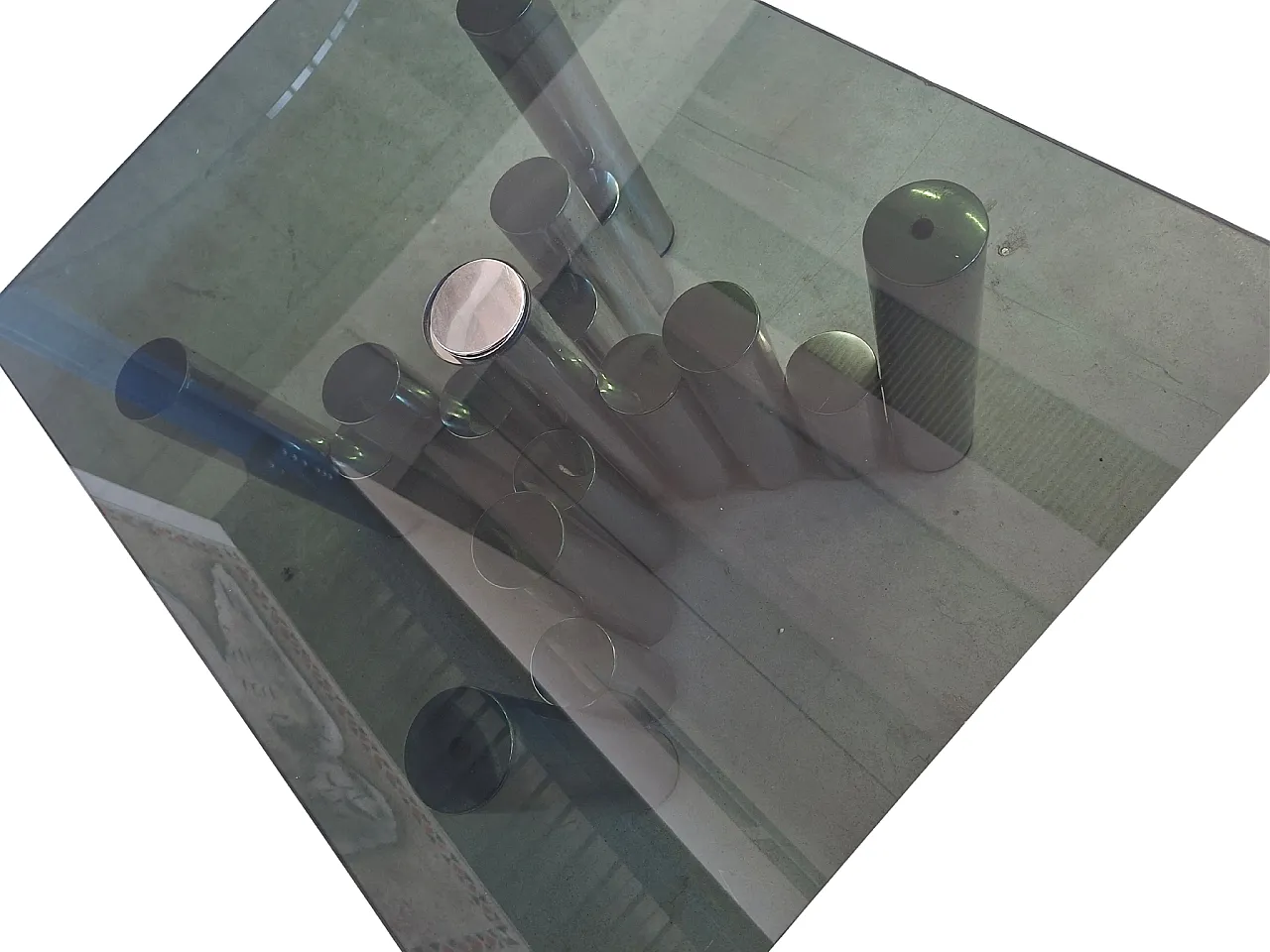 Tavolino di Marco Zanuso Cromo e Vetro Fumè, anni '70 4