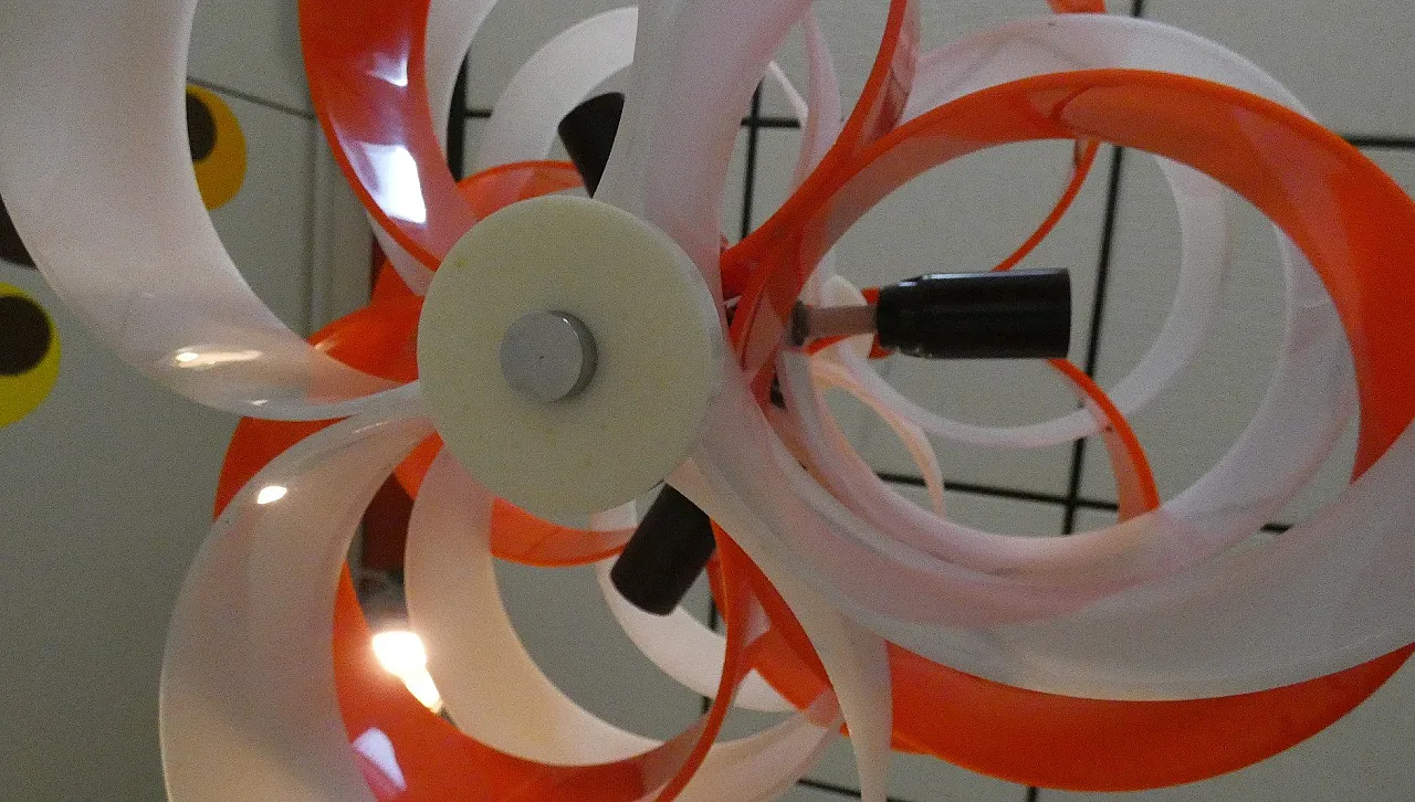 Lampada in vetro acrilico bianco e arancione di Stilux Milano, anni '60 9