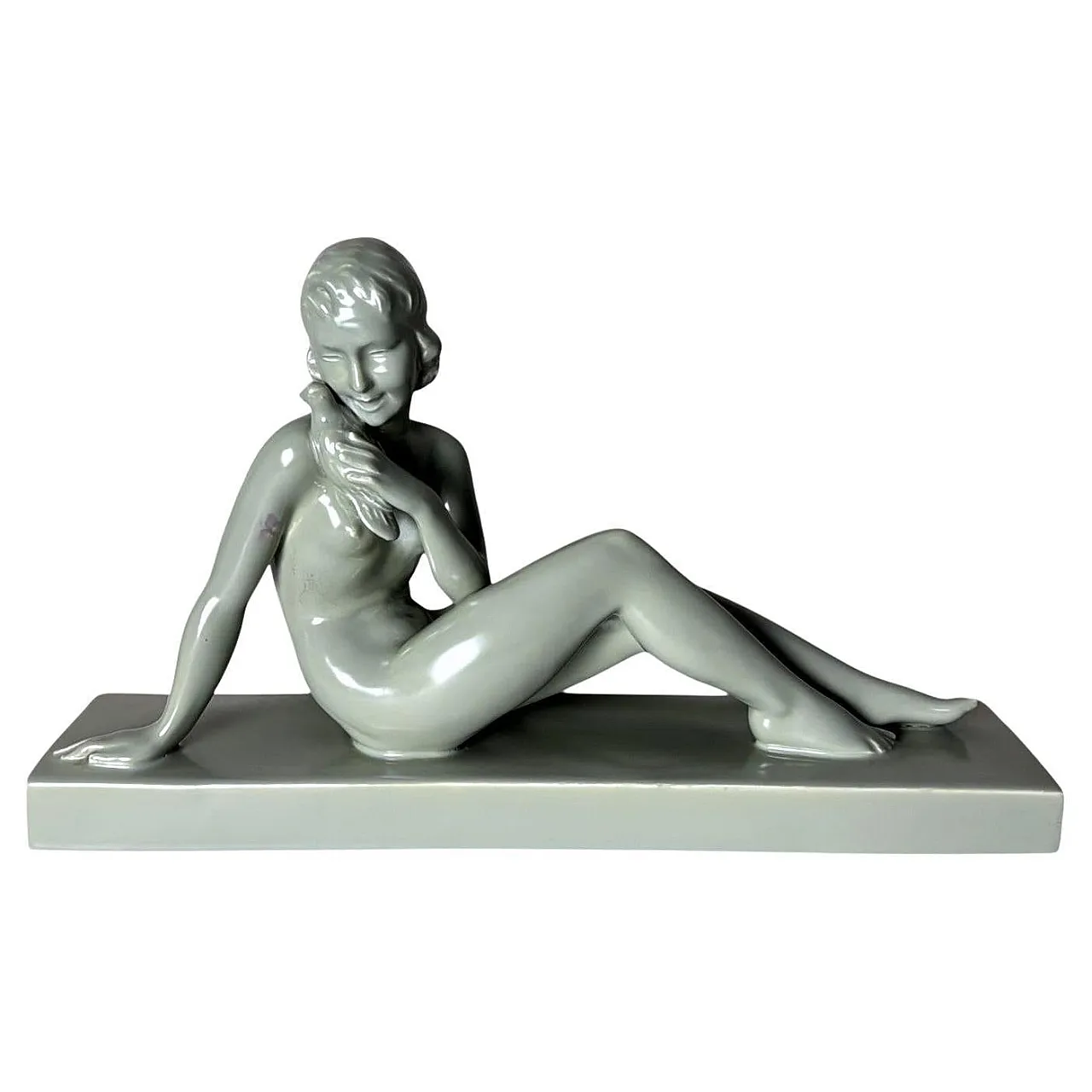 Art Deco ceramic figure of a young woman, mid-20th century 1