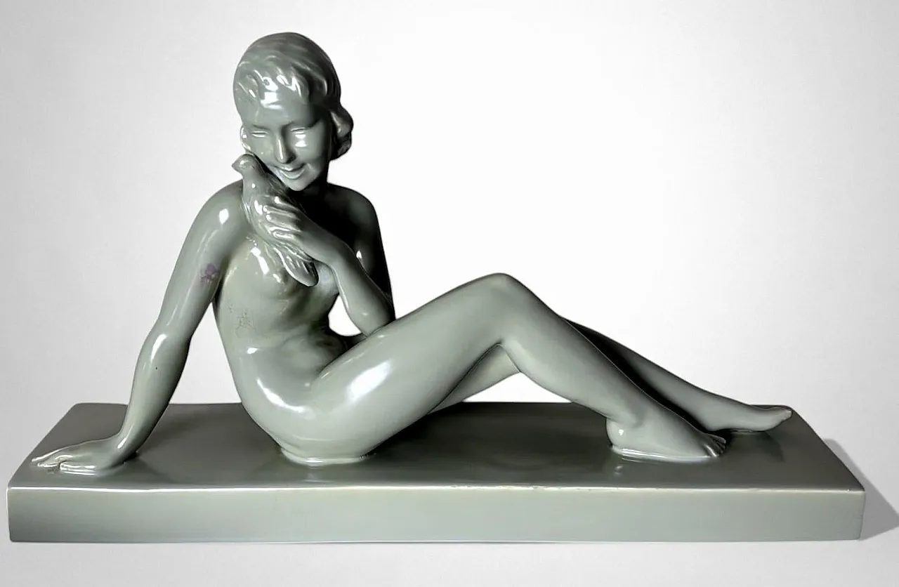Art Deco ceramic figure of a young woman, mid-20th century 2