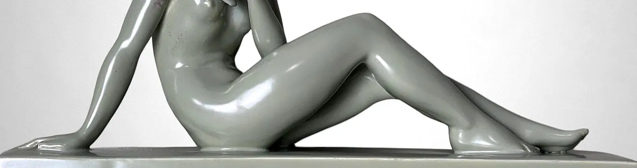 Art Deco ceramic figure of a young woman, mid-20th century 13