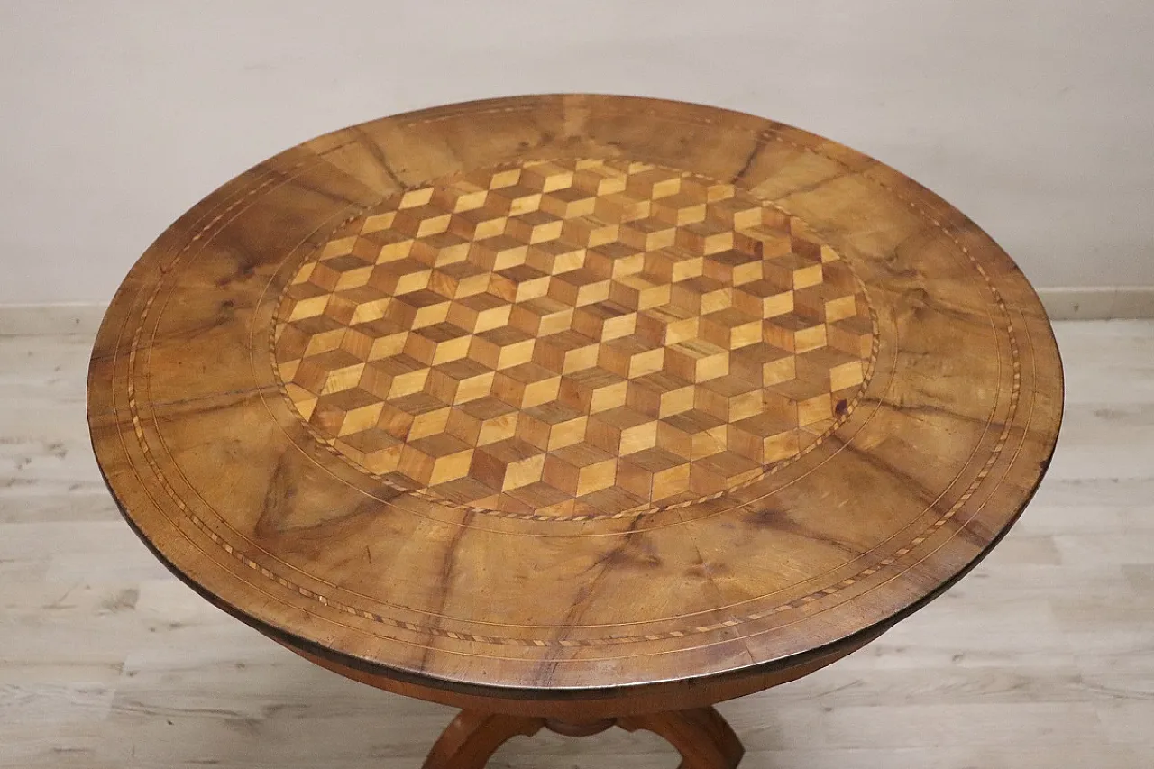 Tavolo da salotto noce intarsiato, '800 3