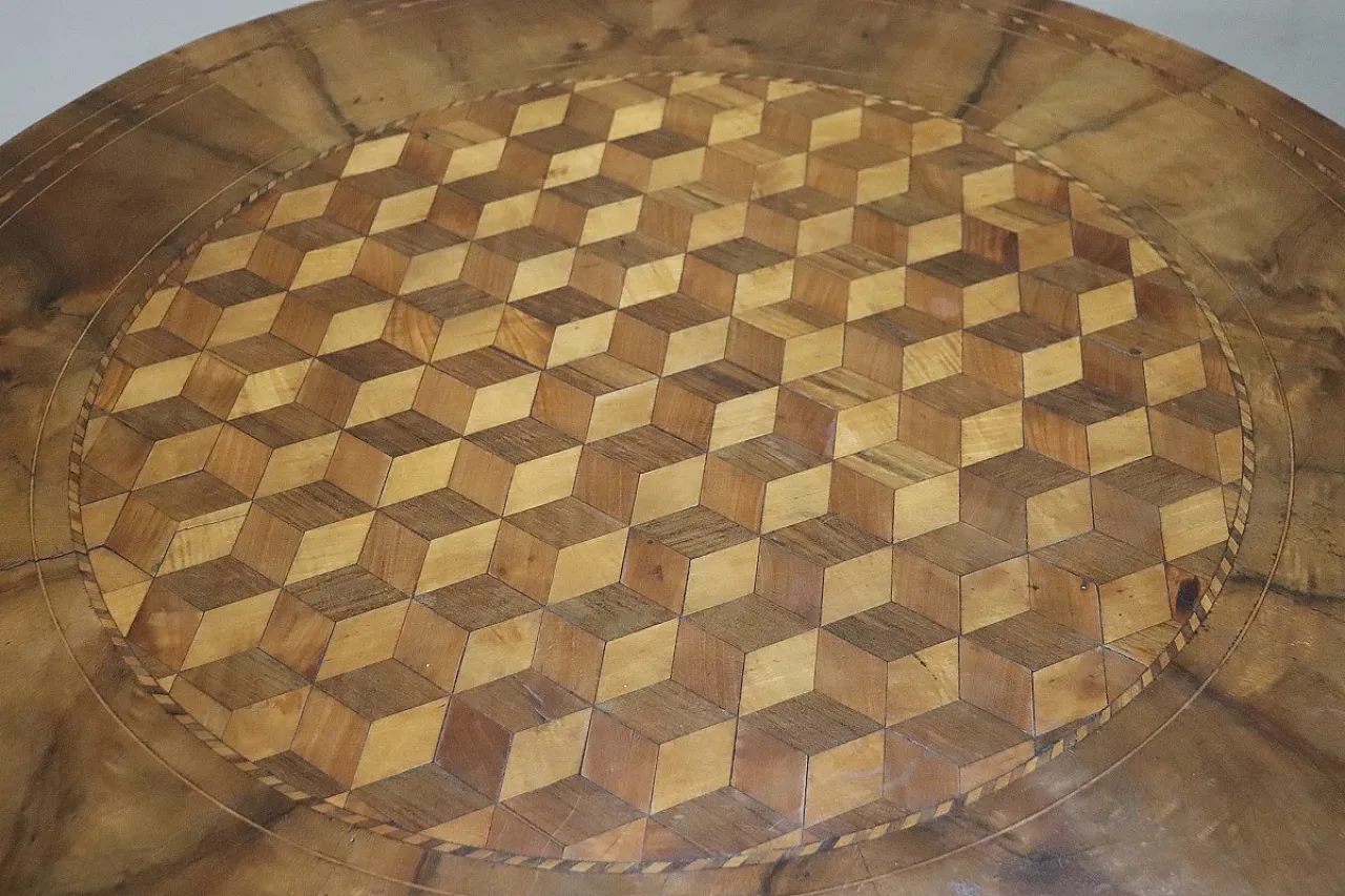 Tavolo da salotto noce intarsiato, '800 4