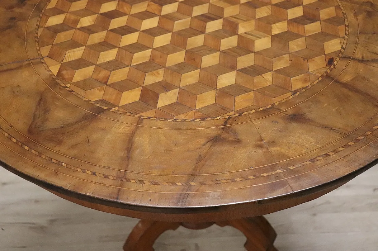 Tavolo da salotto noce intarsiato, '800 5