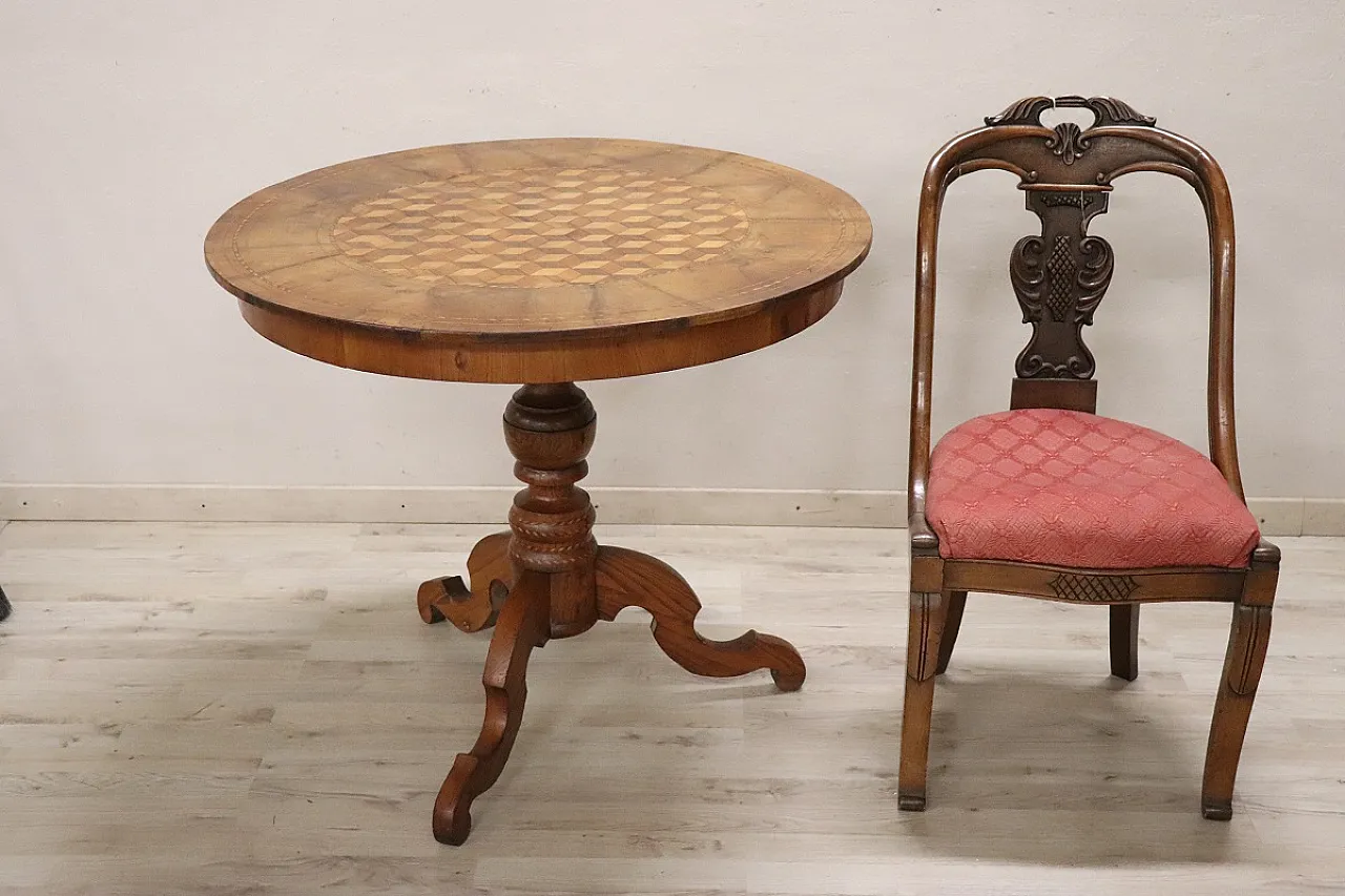 Tavolo da salotto noce intarsiato, '800 9