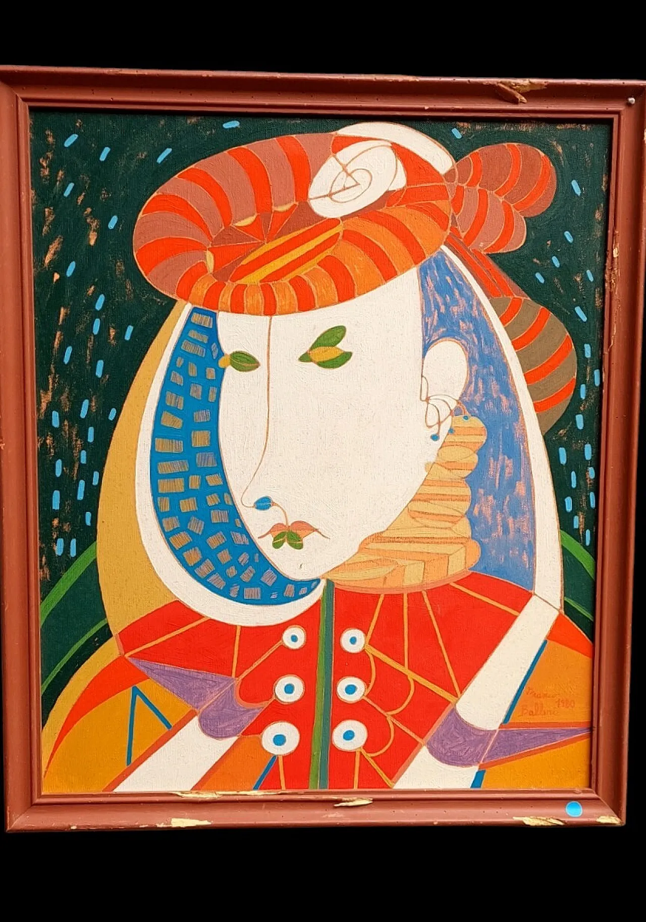 Dipinto astratto di Franco Balleri, olio su tela, anni '80 1