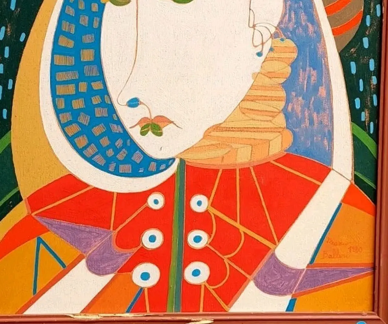 Dipinto astratto di Franco Balleri, olio su tela, anni '80 2