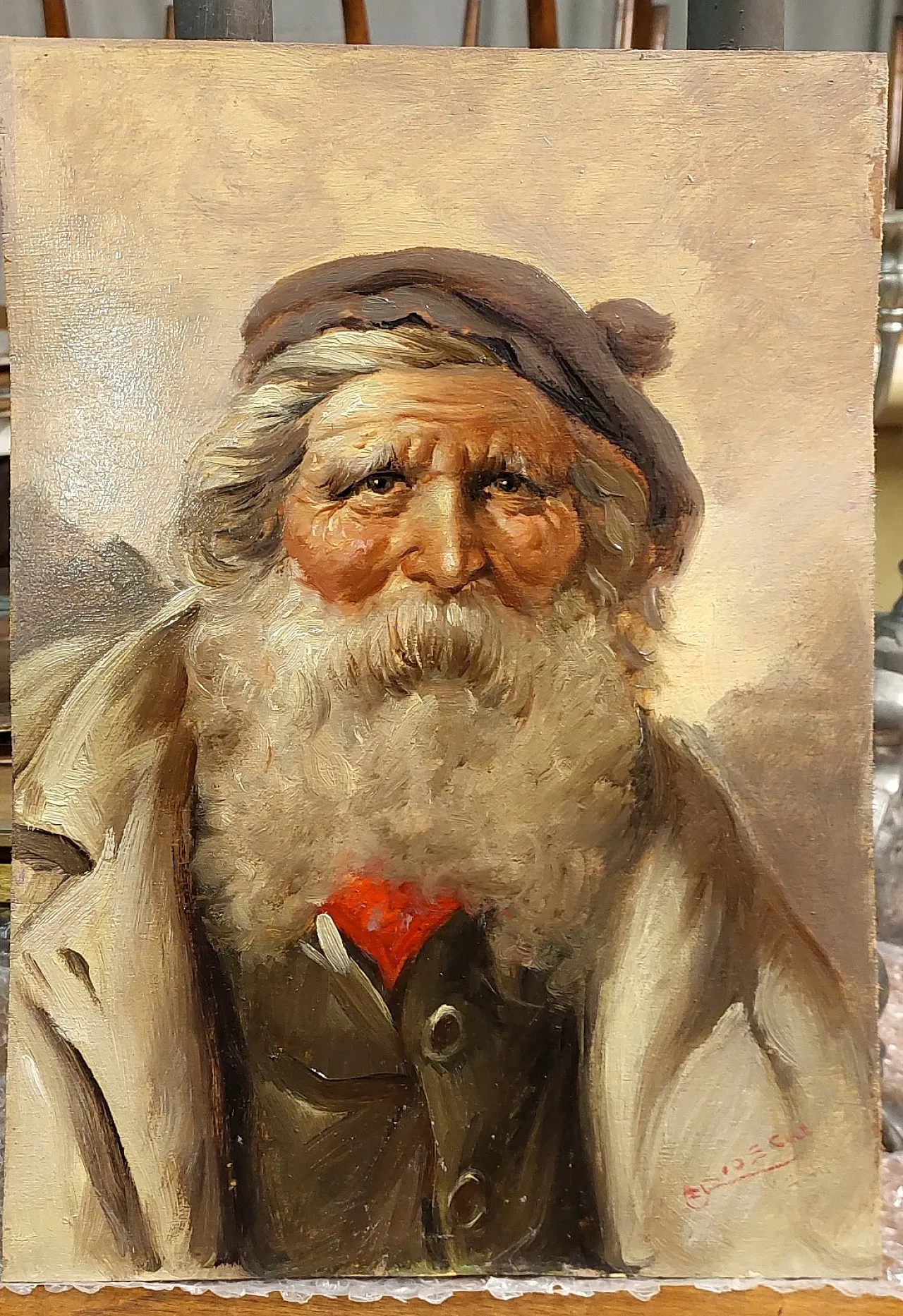 Athos Renzo Brioschi, olio su legno, ritratto, 20th century 1