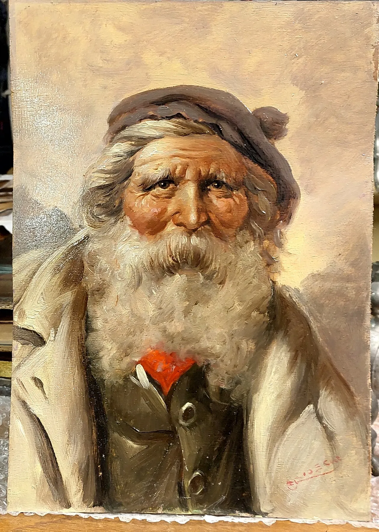 Athos Renzo Brioschi, olio su legno, ritratto, 20th century 5