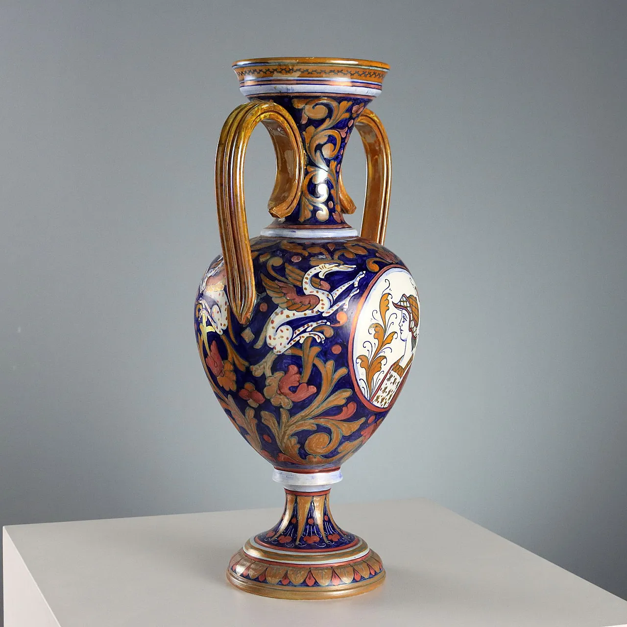 Glazed majolica amphora with a globular body, 20th century 7