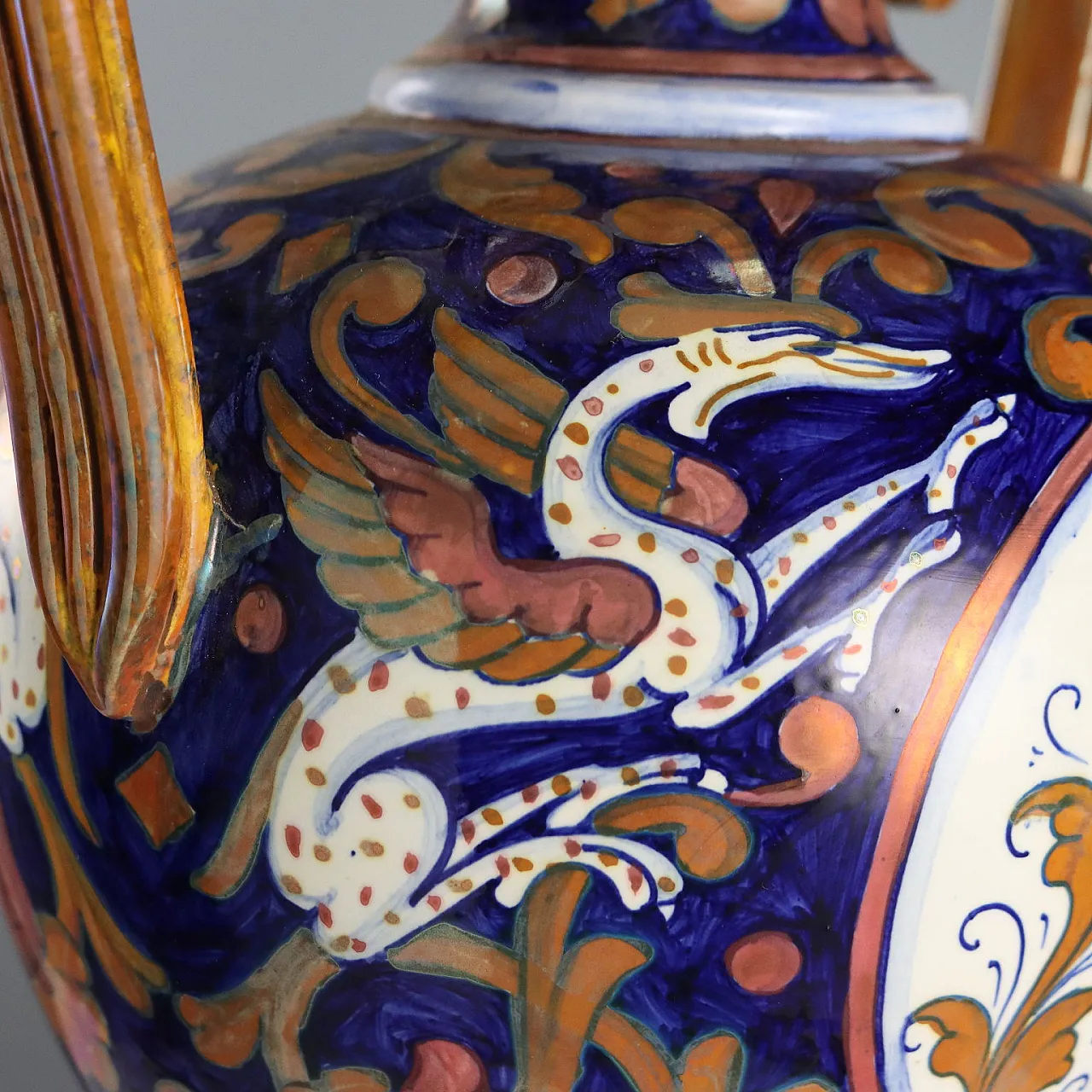 Glazed majolica amphora with a globular body, 20th century 8