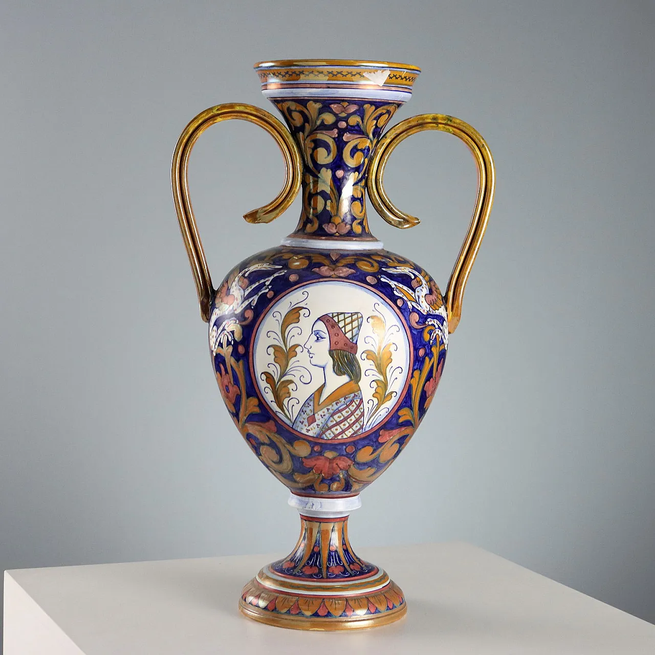 Glazed majolica amphora with a globular body, 20th century 9