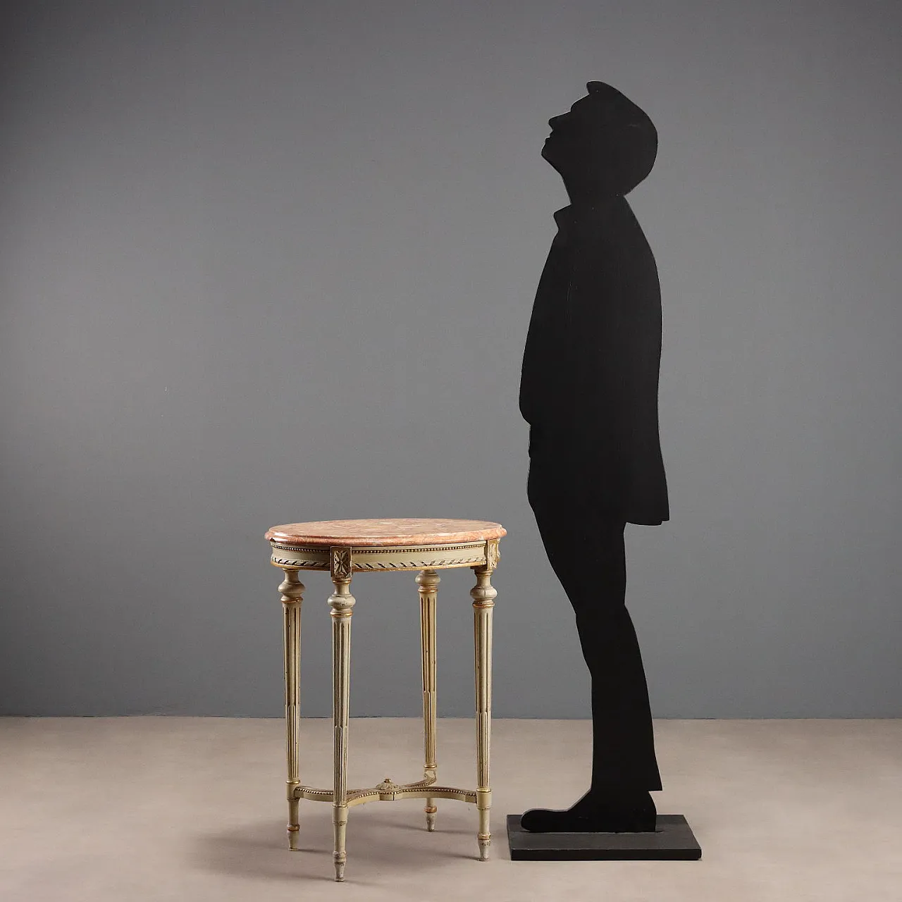 Tavolino in stile neoclassico in legno laccato e dorato, '800 2