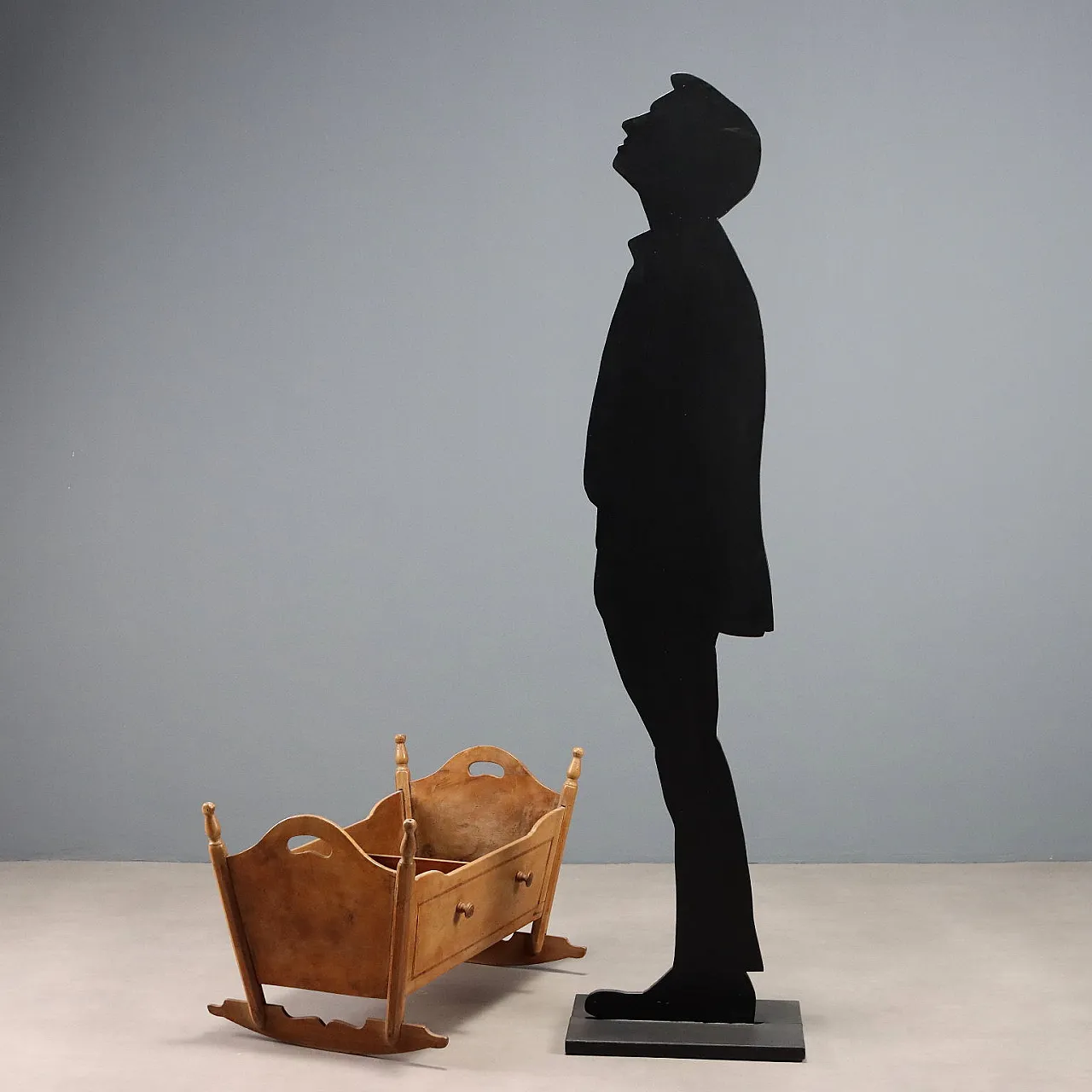 Culla in legno di frutto con finiture in acero e lati in viola, '800 2