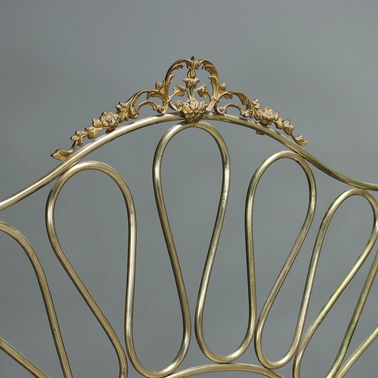 Letto in ottone e bronzo con motivi a foglie, volute e floreali, '800 5