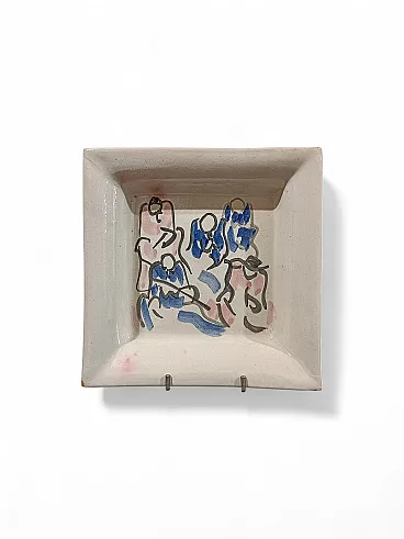 Ceramica dipinta a mano firmata di Sandro Negri, anni '80