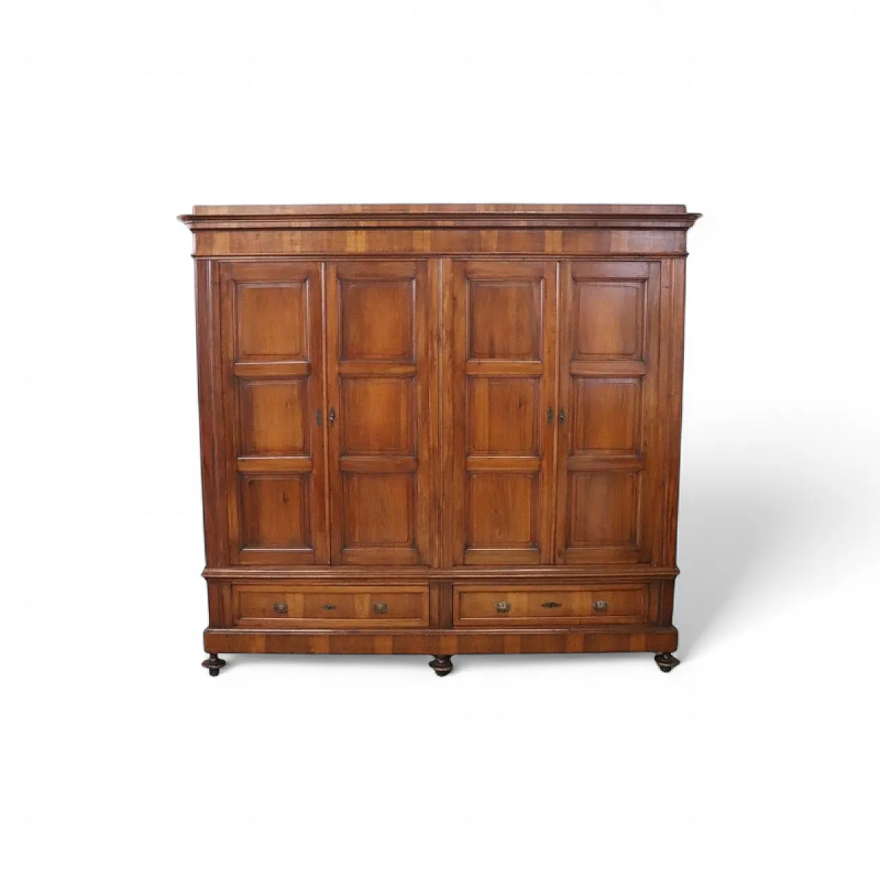 Antique four-door walnut wardrobe, 19th century 17