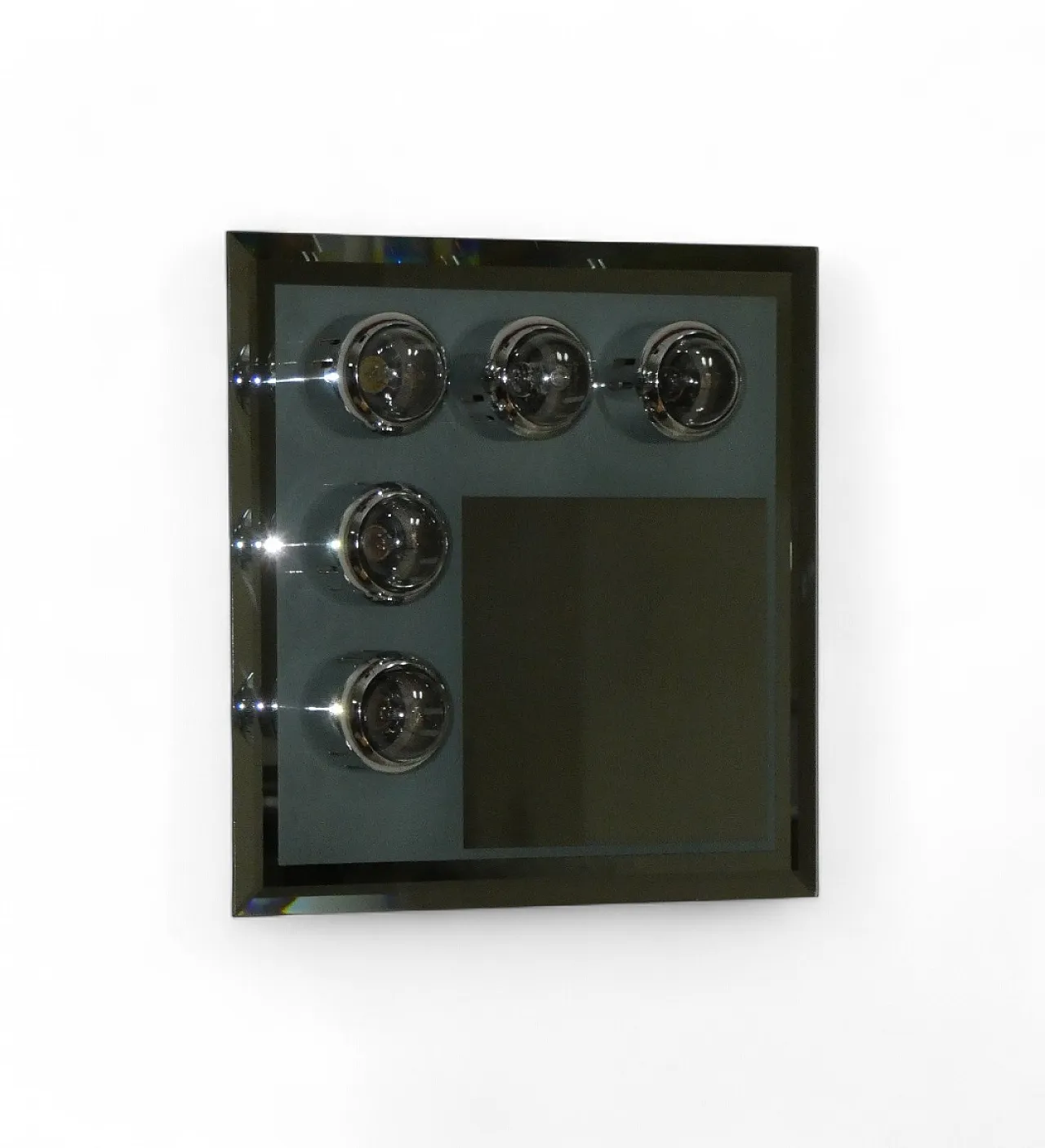 Lampada da parete in acciaio cromato con specchio e luci, anni '70 16