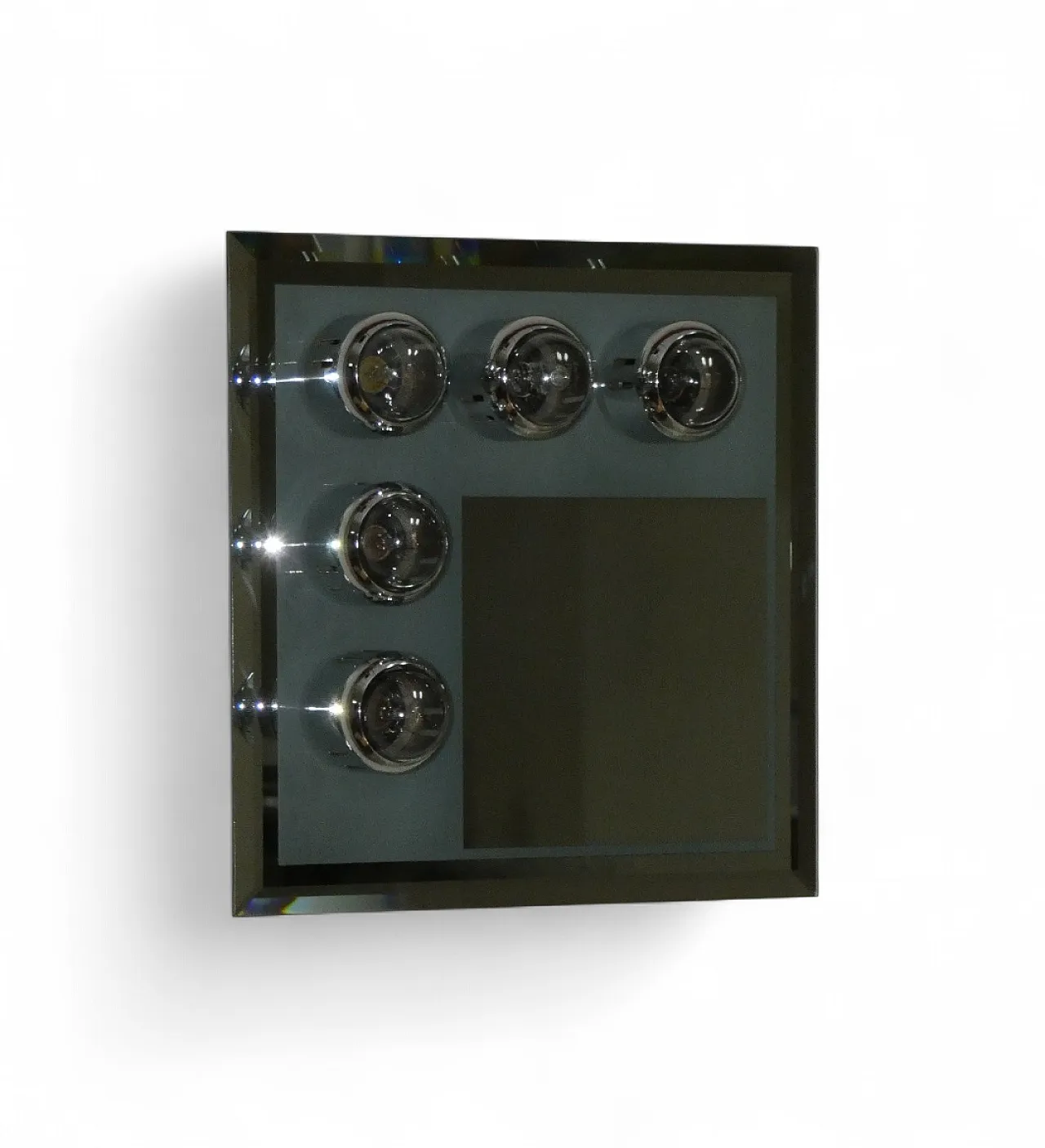 Lampada da parete in acciaio cromato con specchio e luci, anni '70 17