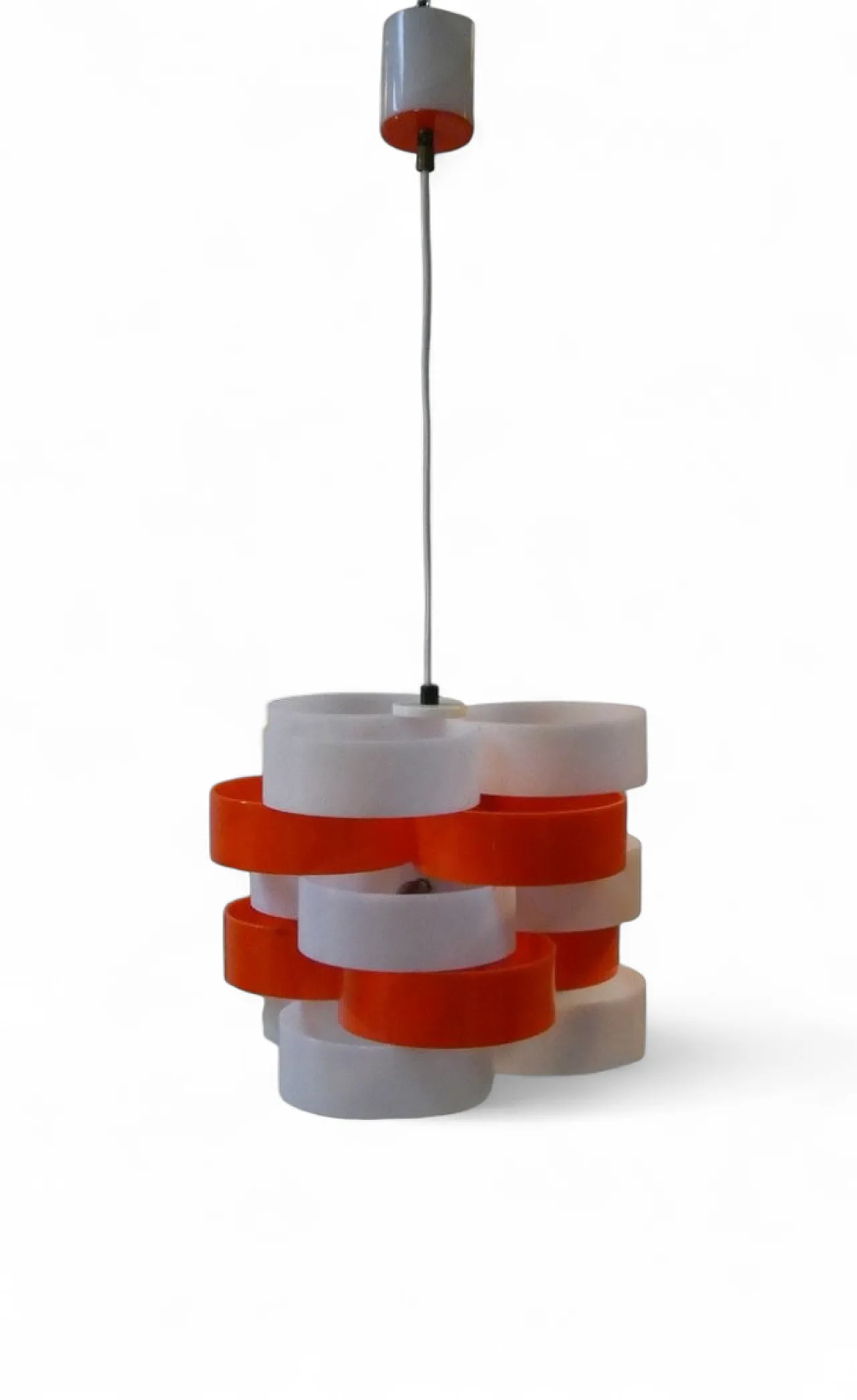 Lampada in vetro acrilico bianco e arancione di Stilux Milano, anni '60 13