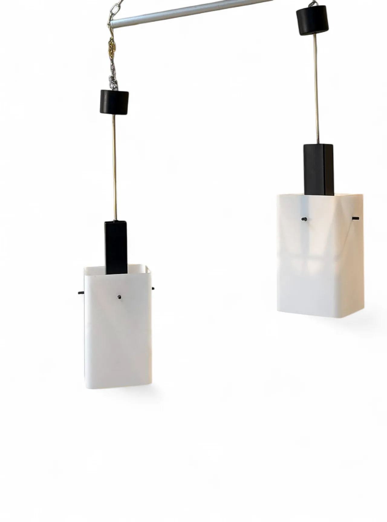 Coppia di lampade in vetro opalino e metallo di Stilux Milano,anni '60 15