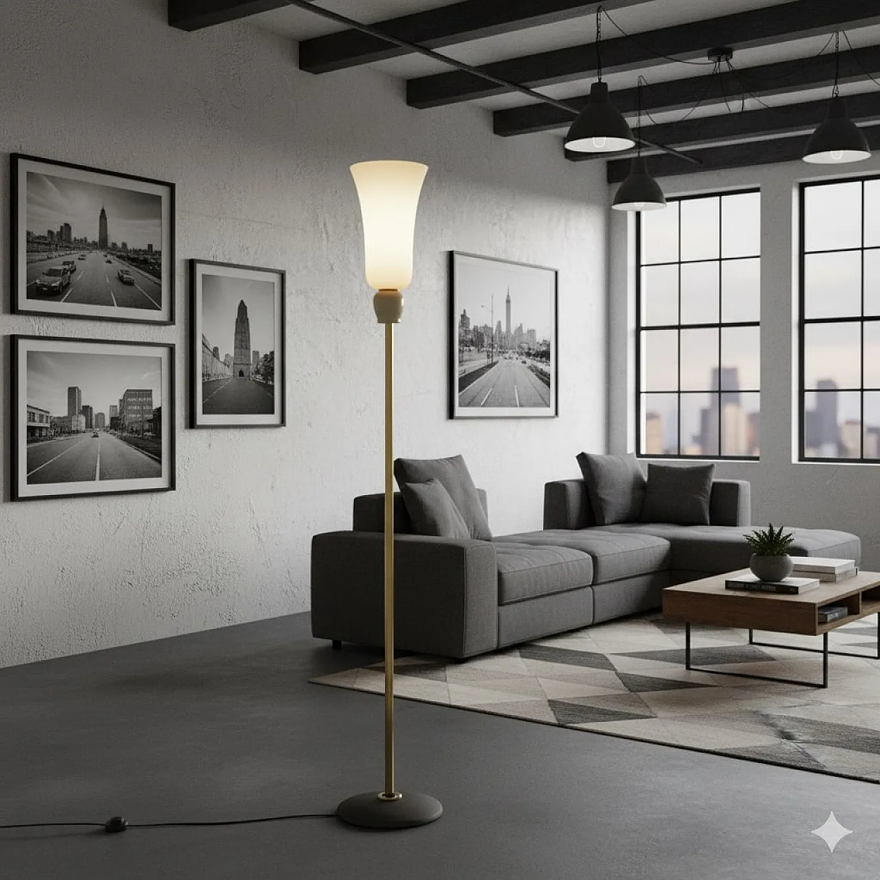 Lampada Venini in metallo e vetro, anni '30 2