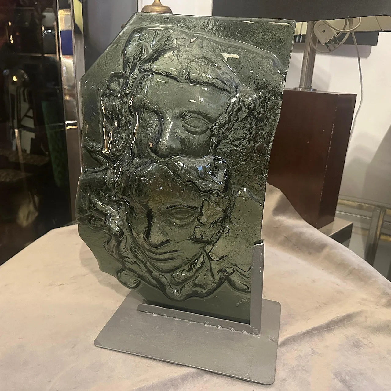 Abstract grey Murano glass sculpture by La Fucina degli Angeli, 1980s 3