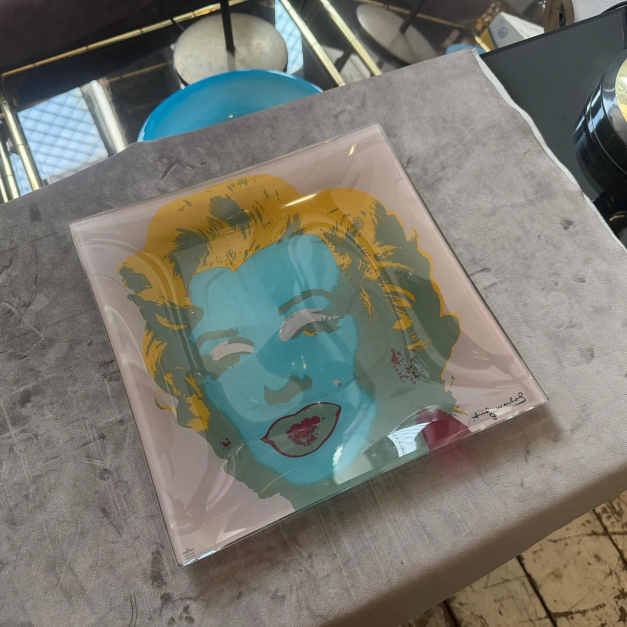 Vassoio in vetro Marylin Monroe di Andy Warhol per Rosenthal, anni '80 3