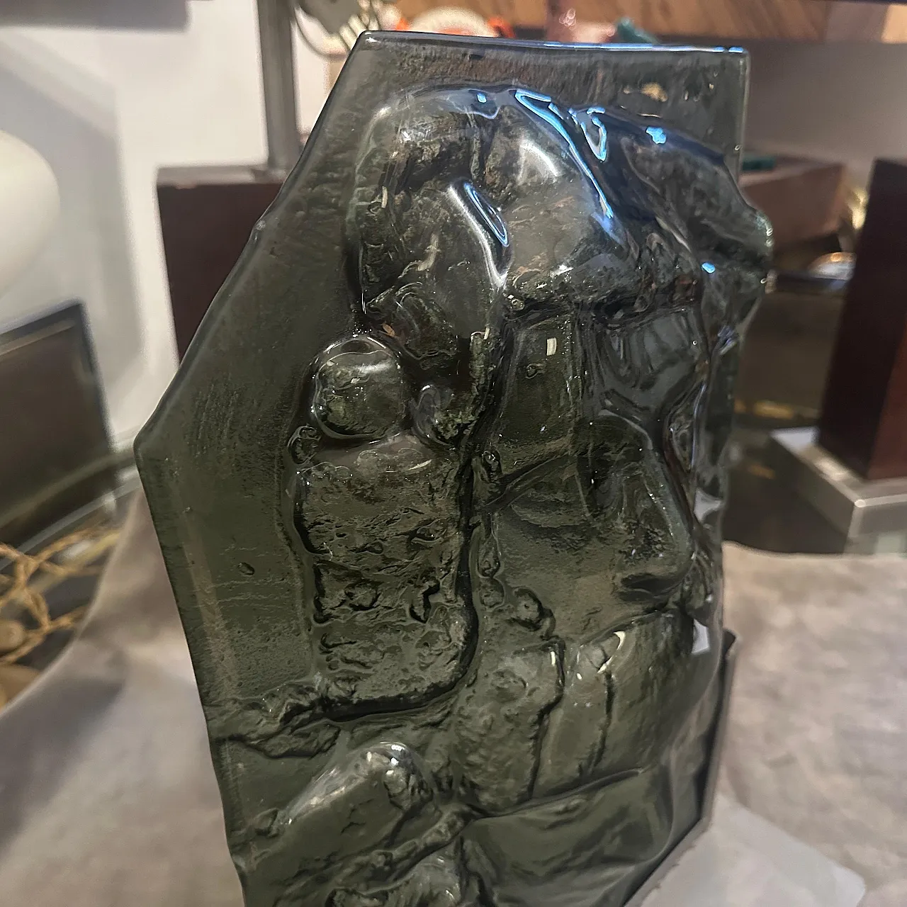 Abstract grey Murano glass sculpture by La Fucina degli Angeli, 1980s 8