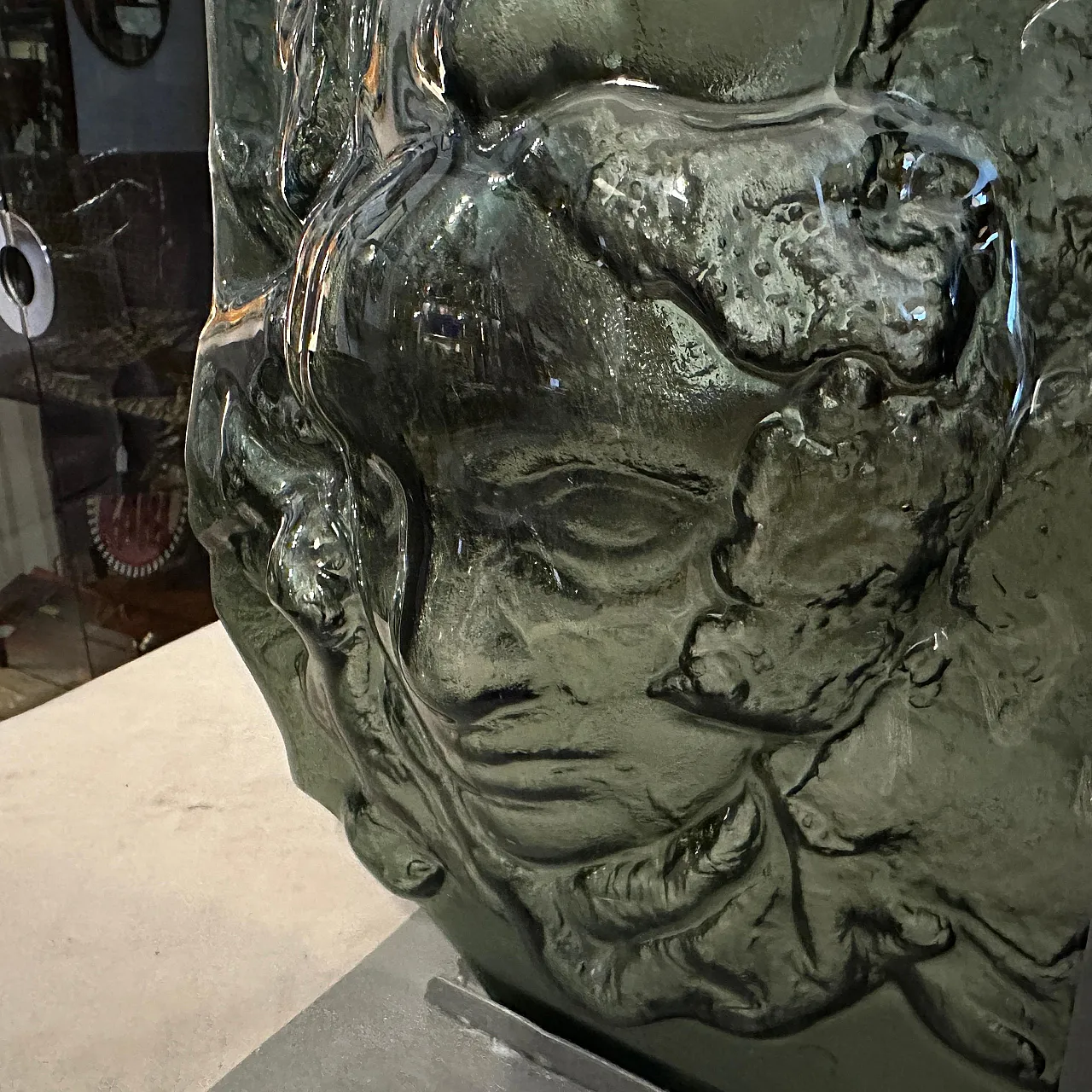 Abstract grey Murano glass sculpture by La Fucina degli Angeli, 1980s 11