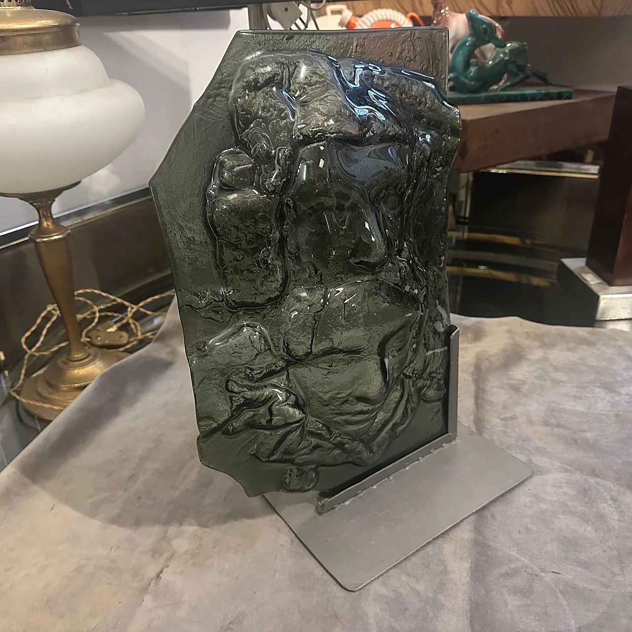 Abstract grey Murano glass sculpture by La Fucina degli Angeli, 1980s 12