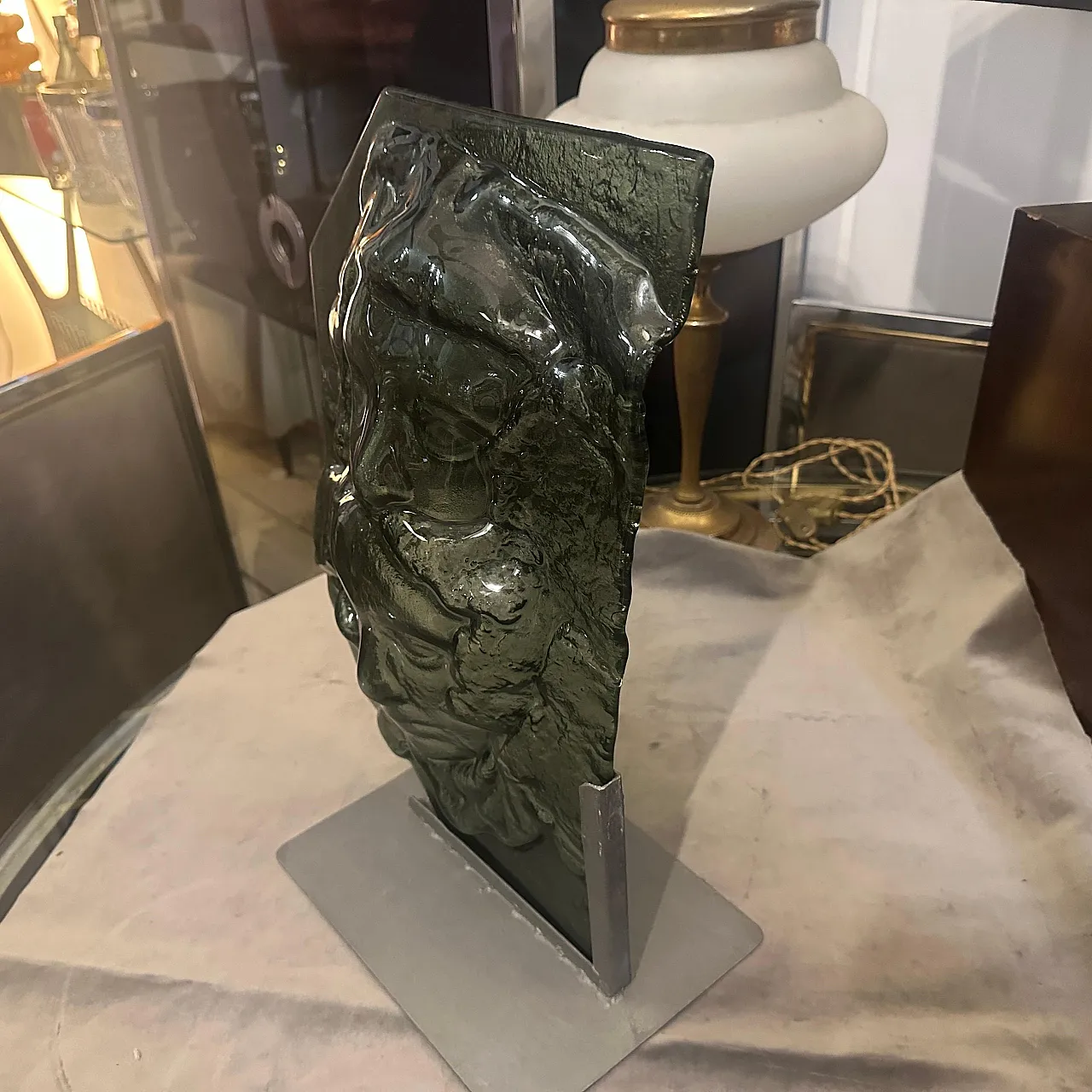 Abstract grey Murano glass sculpture by La Fucina degli Angeli, 1980s 14